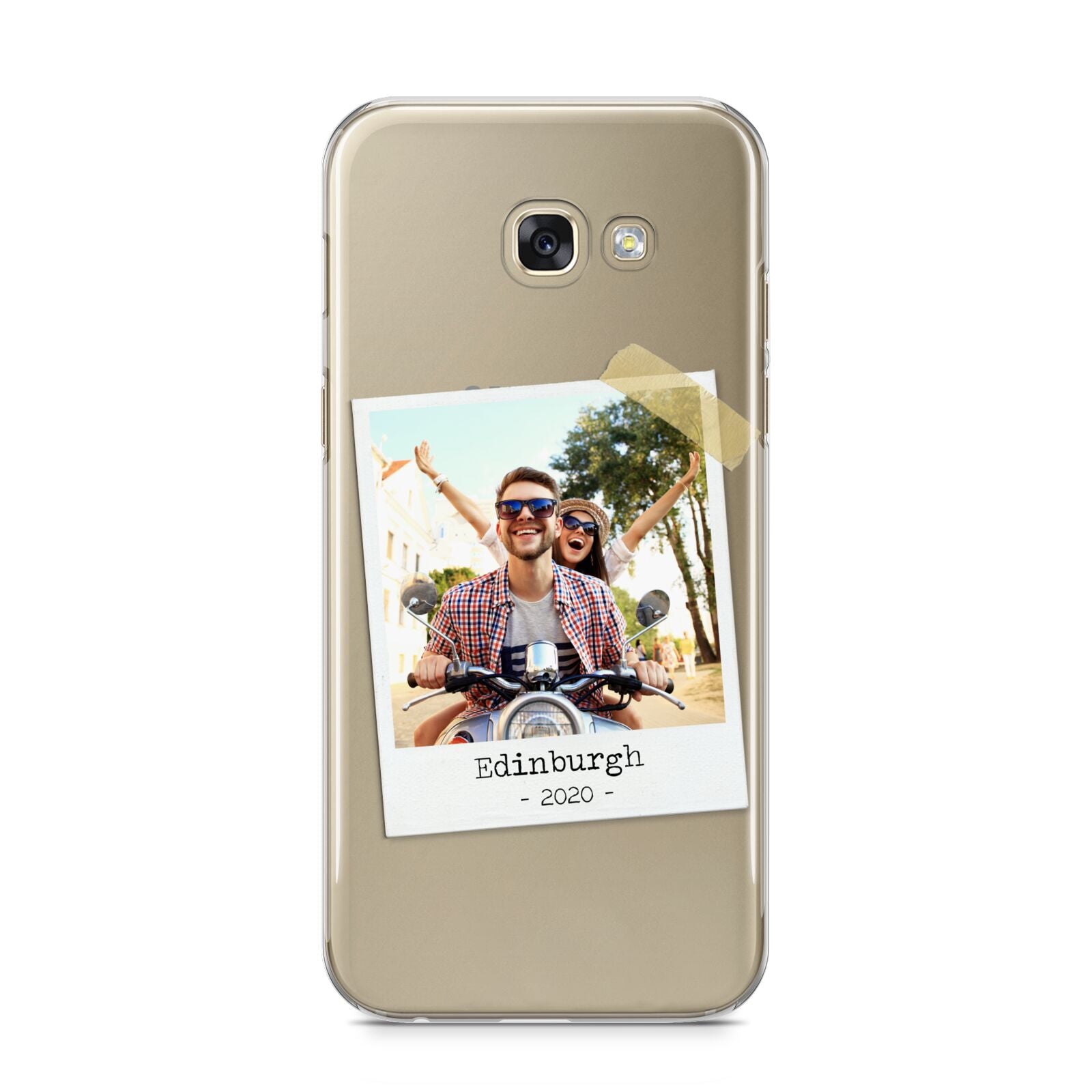 Taped Holiday Snap Photo Upload Samsung Galaxy A5 2017 Case on gold phone