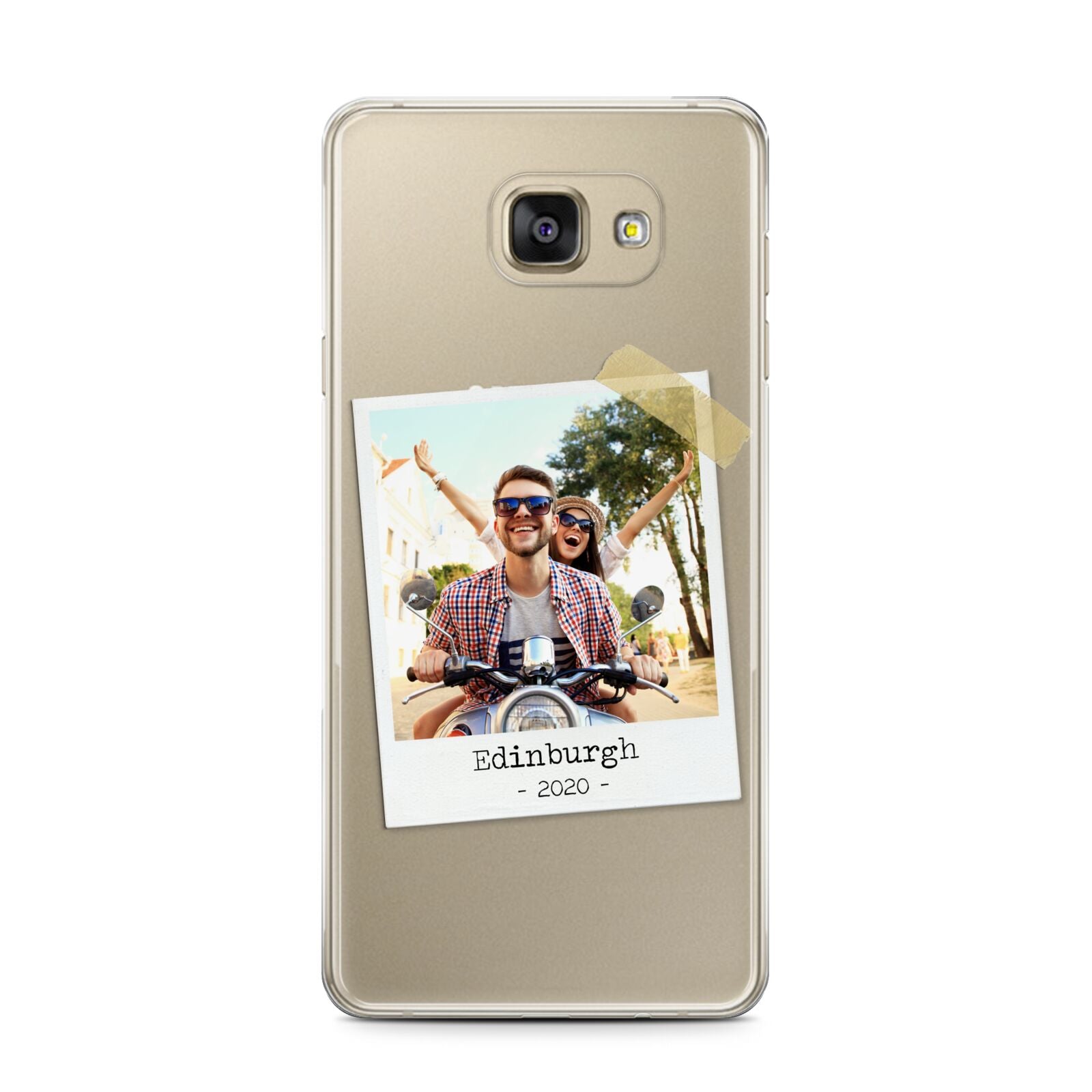 Taped Holiday Snap Photo Upload Samsung Galaxy A7 2016 Case on gold phone