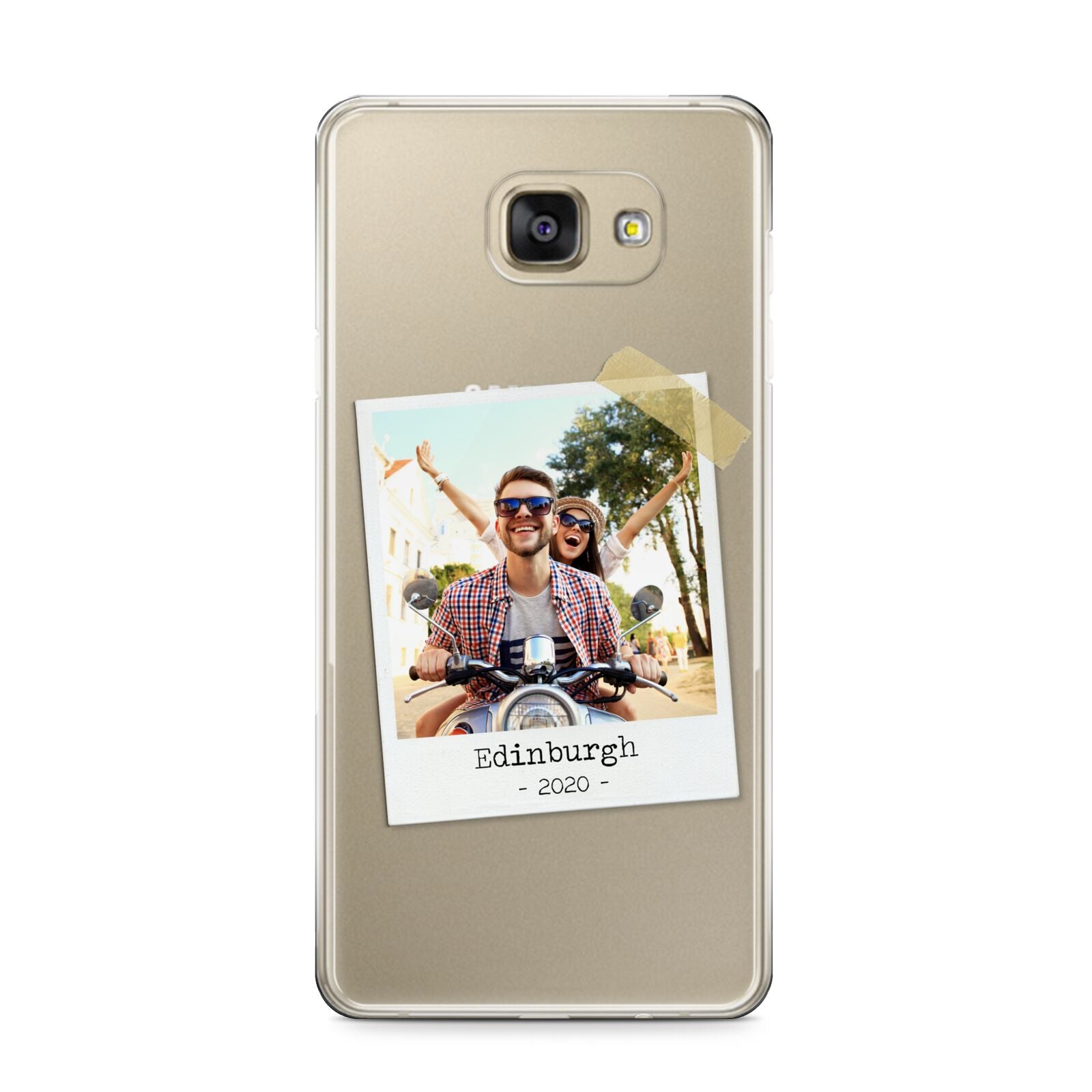 Taped Holiday Snap Photo Upload Samsung Galaxy A9 2016 Case on gold phone