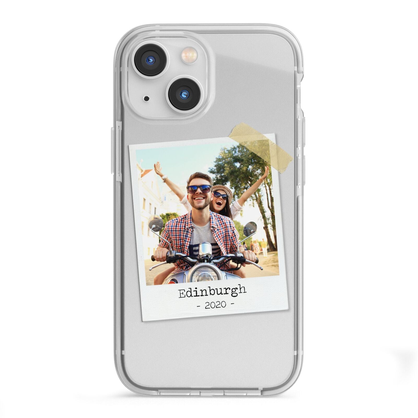 Taped Holiday Snap Photo Upload iPhone 13 Mini TPU Impact Case with White Edges