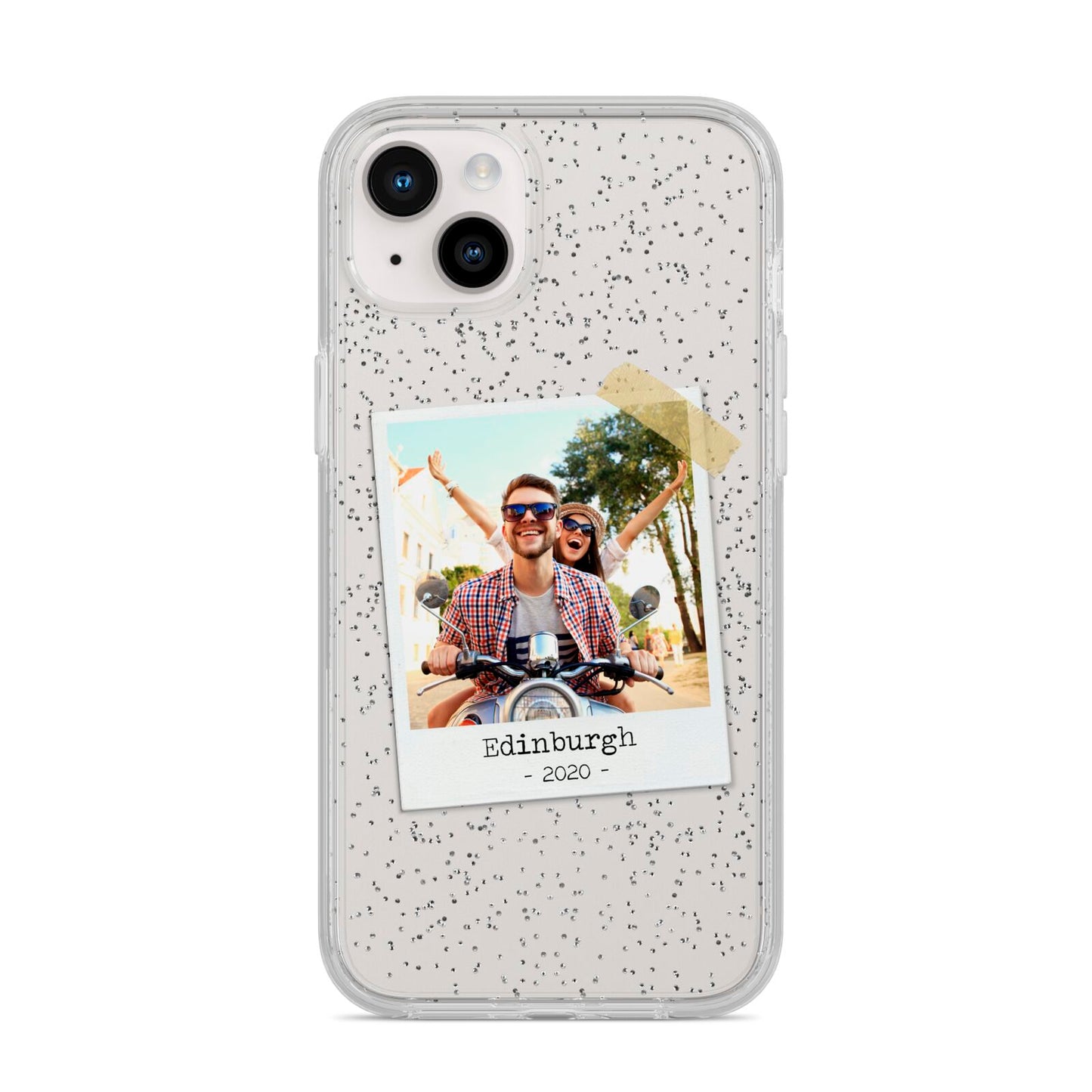 Taped Holiday Snap Photo Upload iPhone 14 Plus Glitter Tough Case Starlight