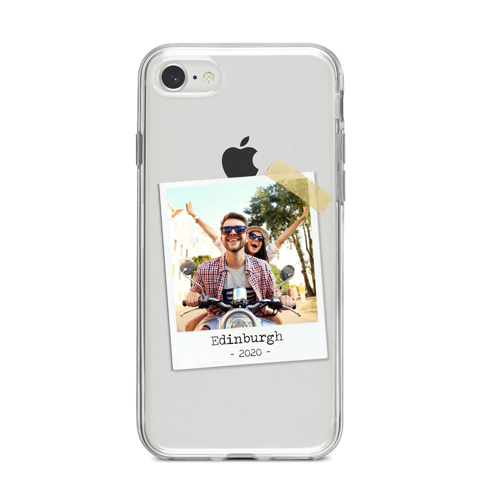 Taped Holiday Snap Photo Upload iPhone 8 Bumper Case on Silver iPhone