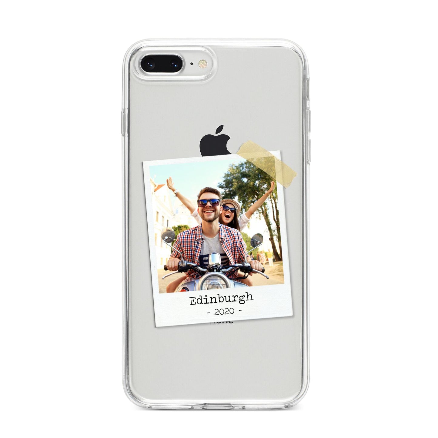 Taped Holiday Snap Photo Upload iPhone 8 Plus Bumper Case on Silver iPhone