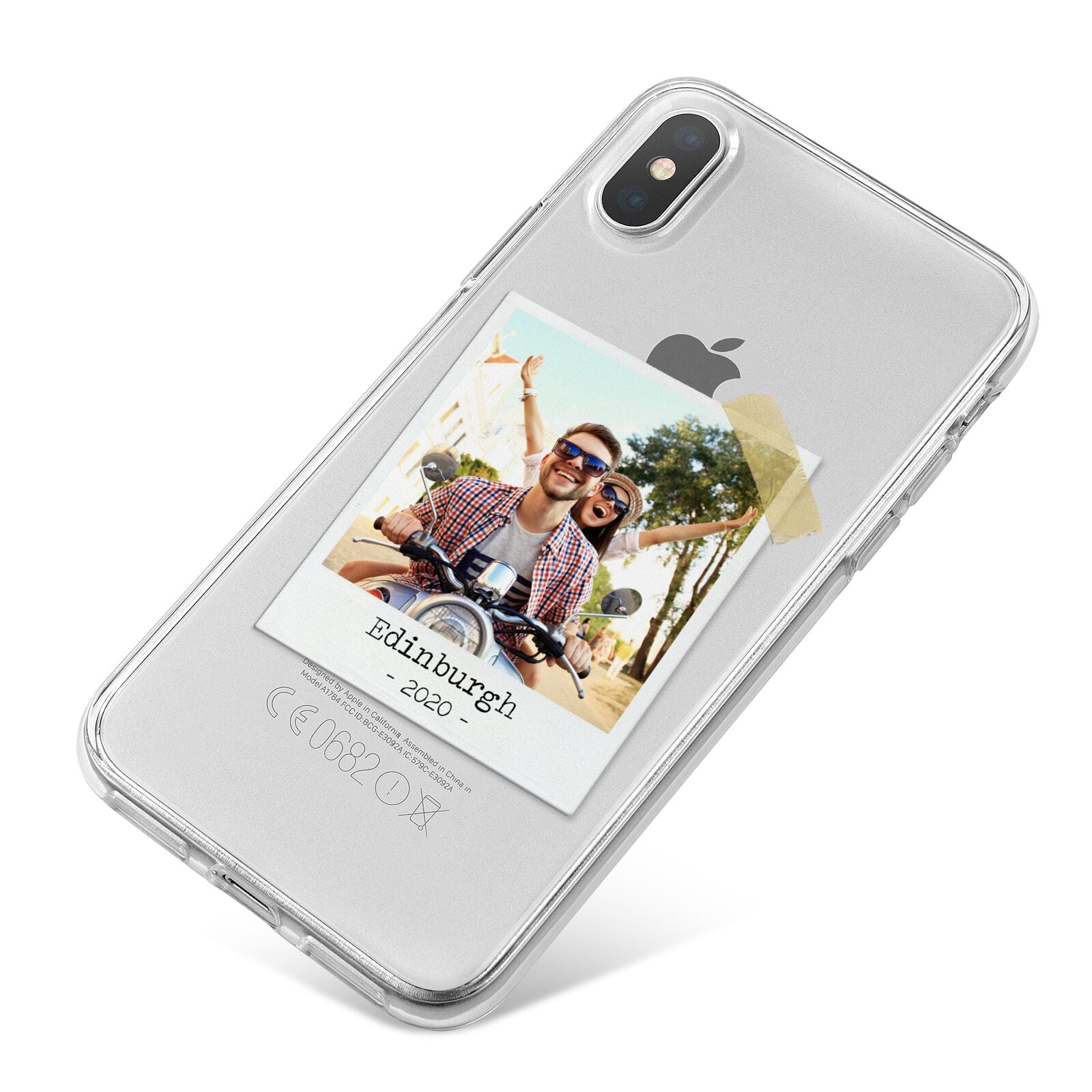 Taped Holiday Snap Photo Upload iPhone X Bumper Case on Silver iPhone