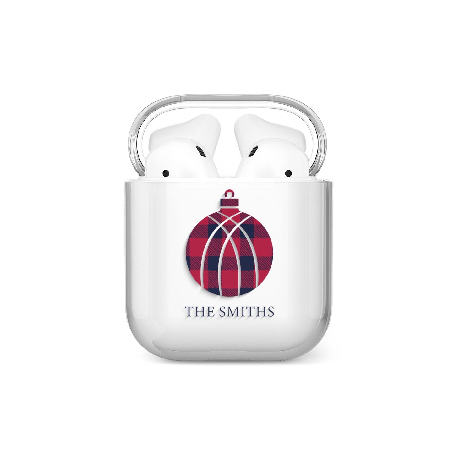 Tartan Christmas Bauble Personalised AirPods Case