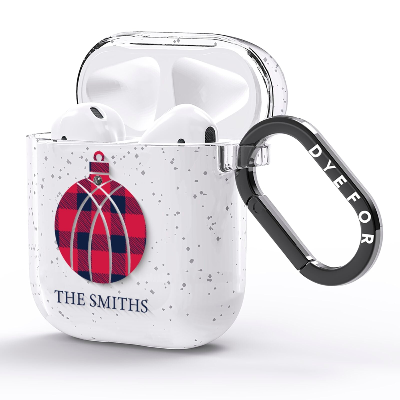 Tartan Christmas Bauble Personalised AirPods Glitter Case Side Image