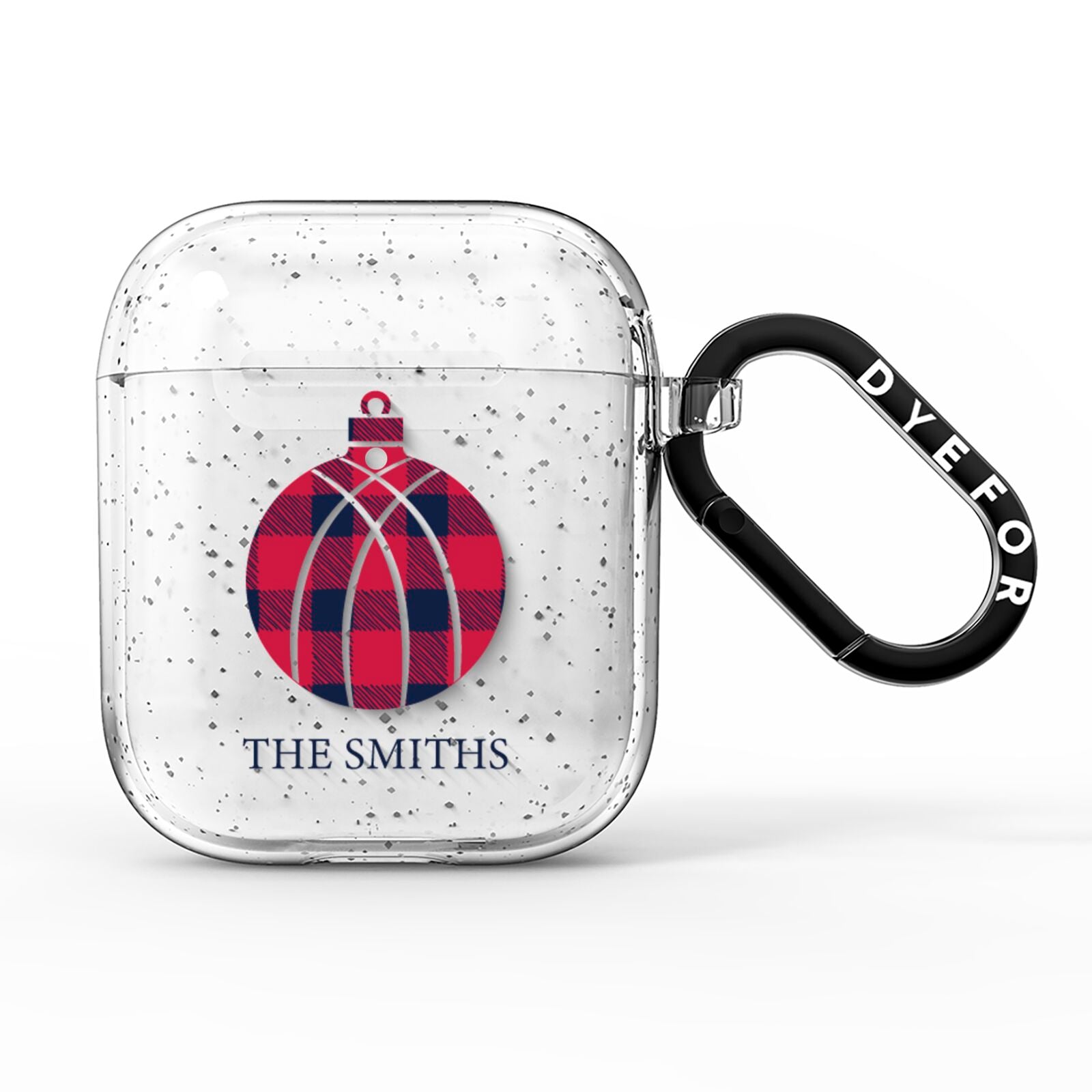 Tartan Christmas Bauble Personalised AirPods Glitter Case