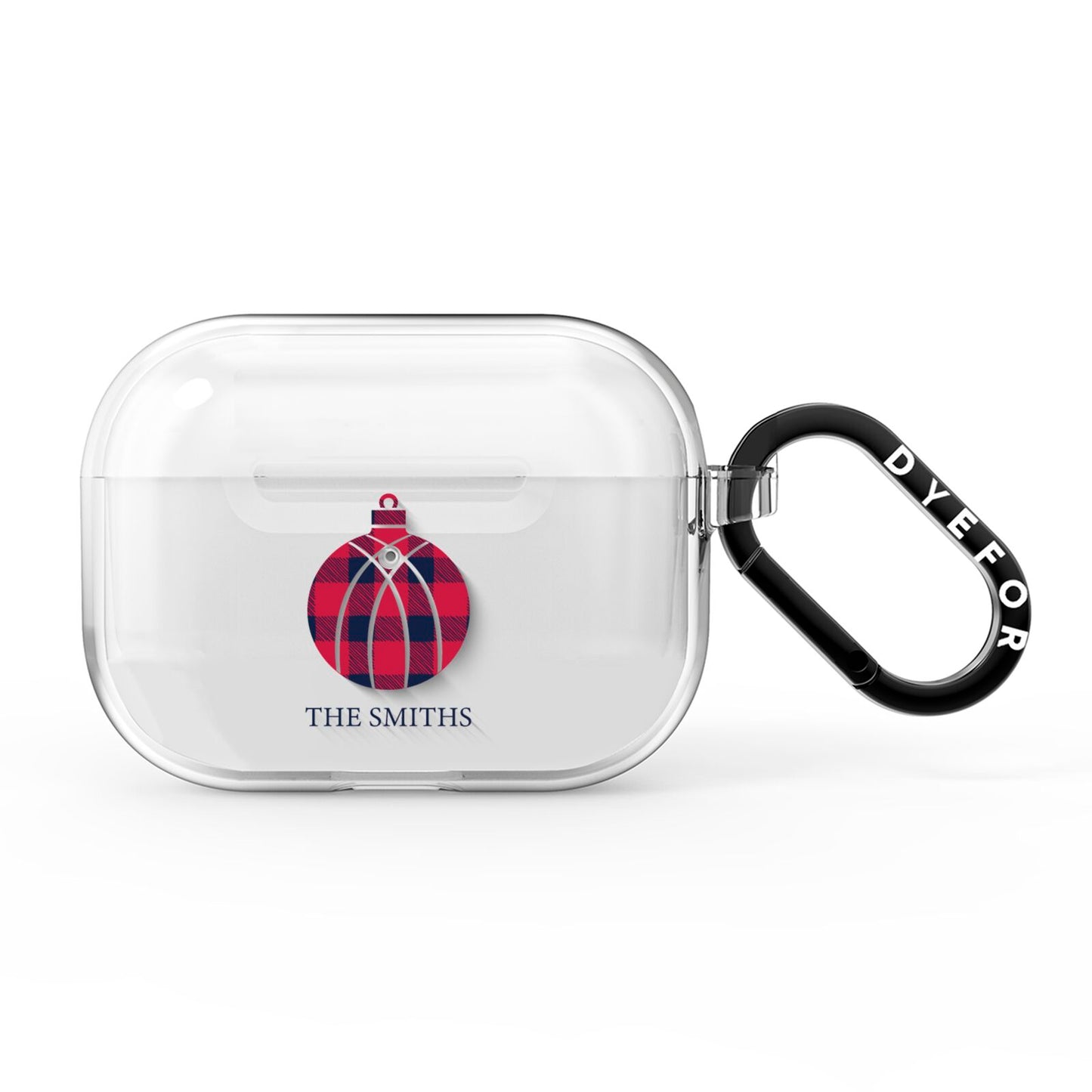 Tartan Christmas Bauble Personalised AirPods Pro Clear Case