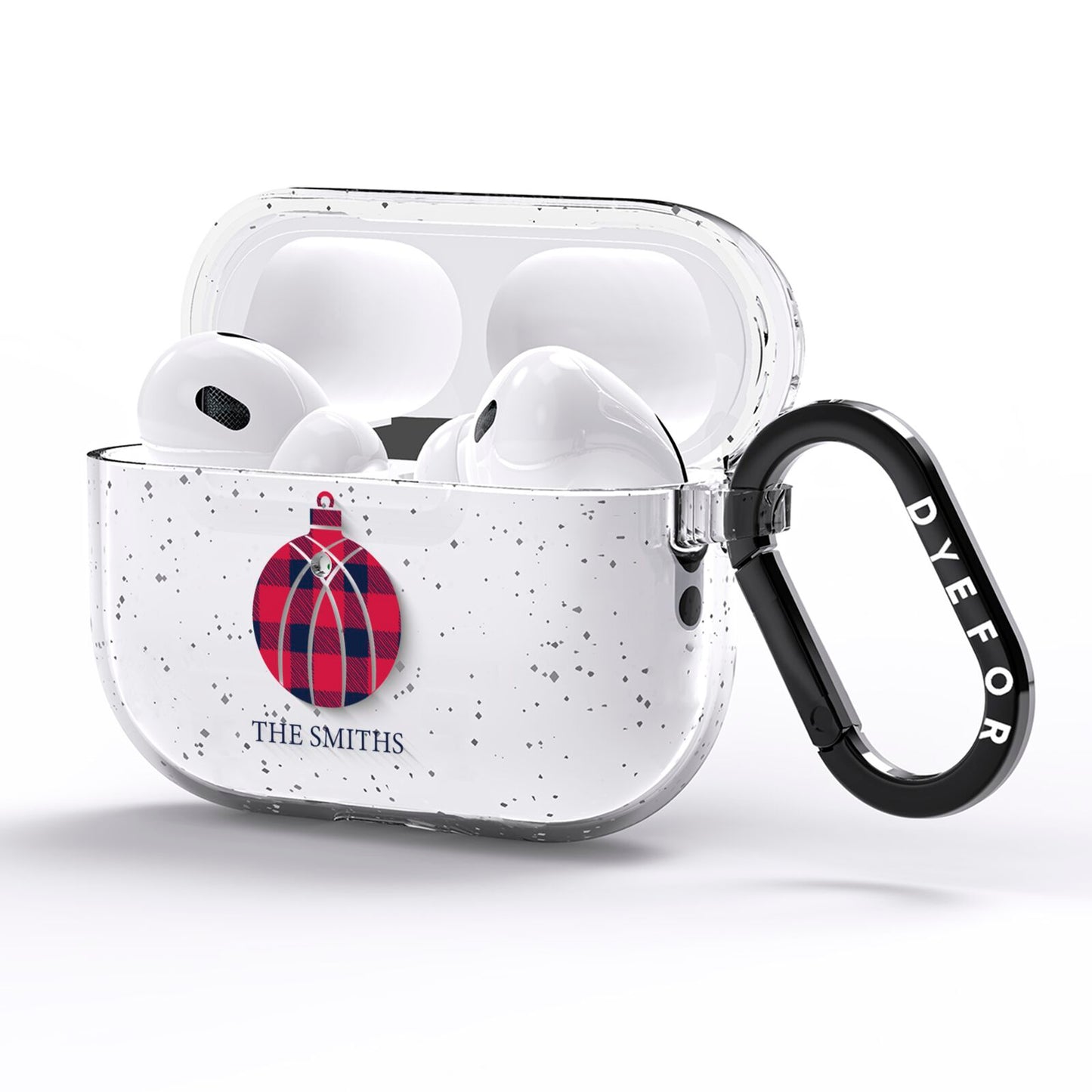 Tartan Christmas Bauble Personalised AirPods Pro Glitter Case Side Image