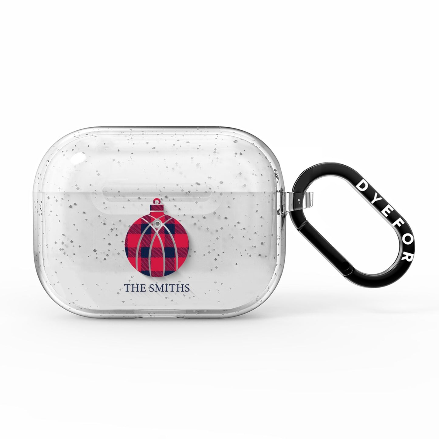 Tartan Christmas Bauble Personalised AirPods Pro Glitter Case