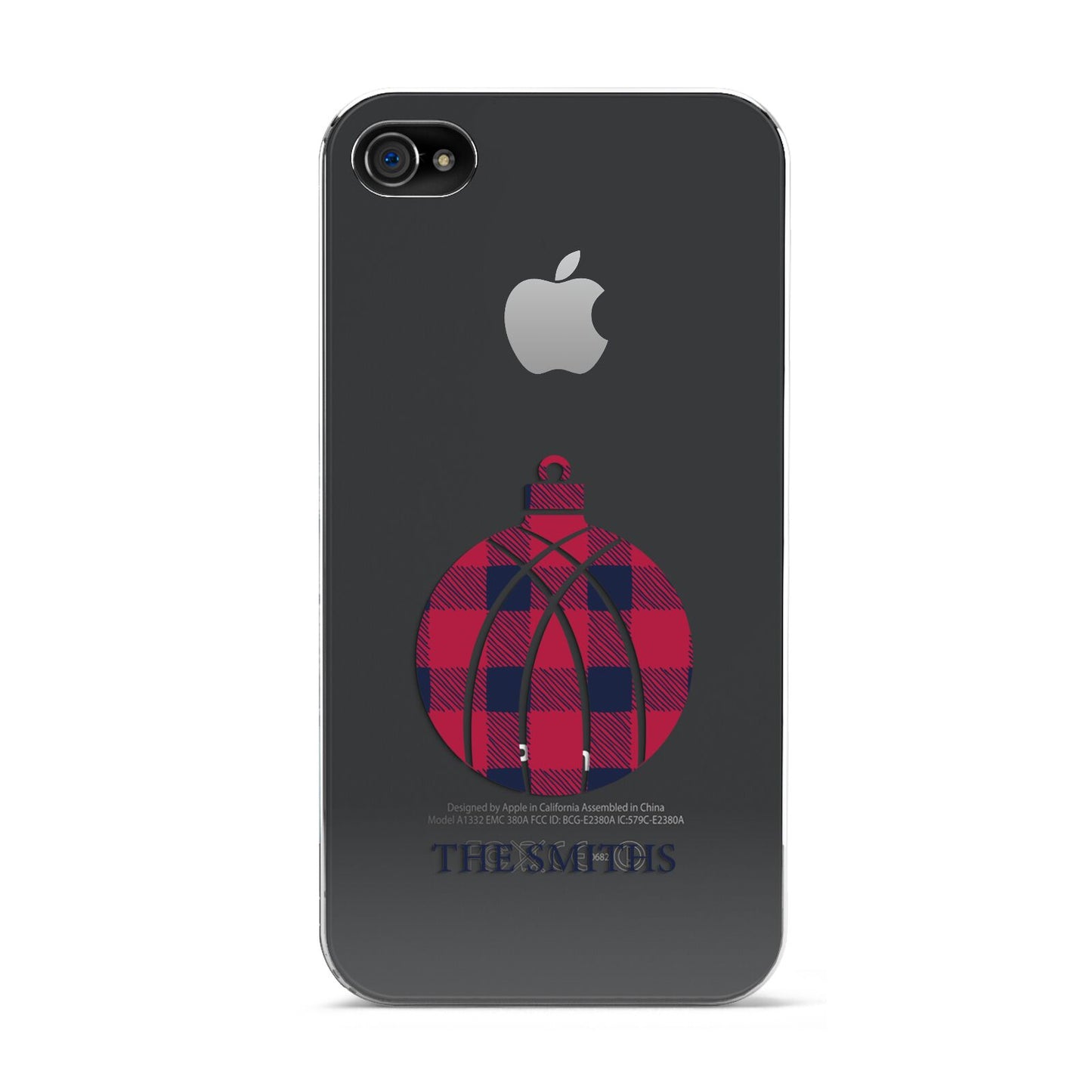 Tartan Christmas Bauble Personalised Apple iPhone 4s Case