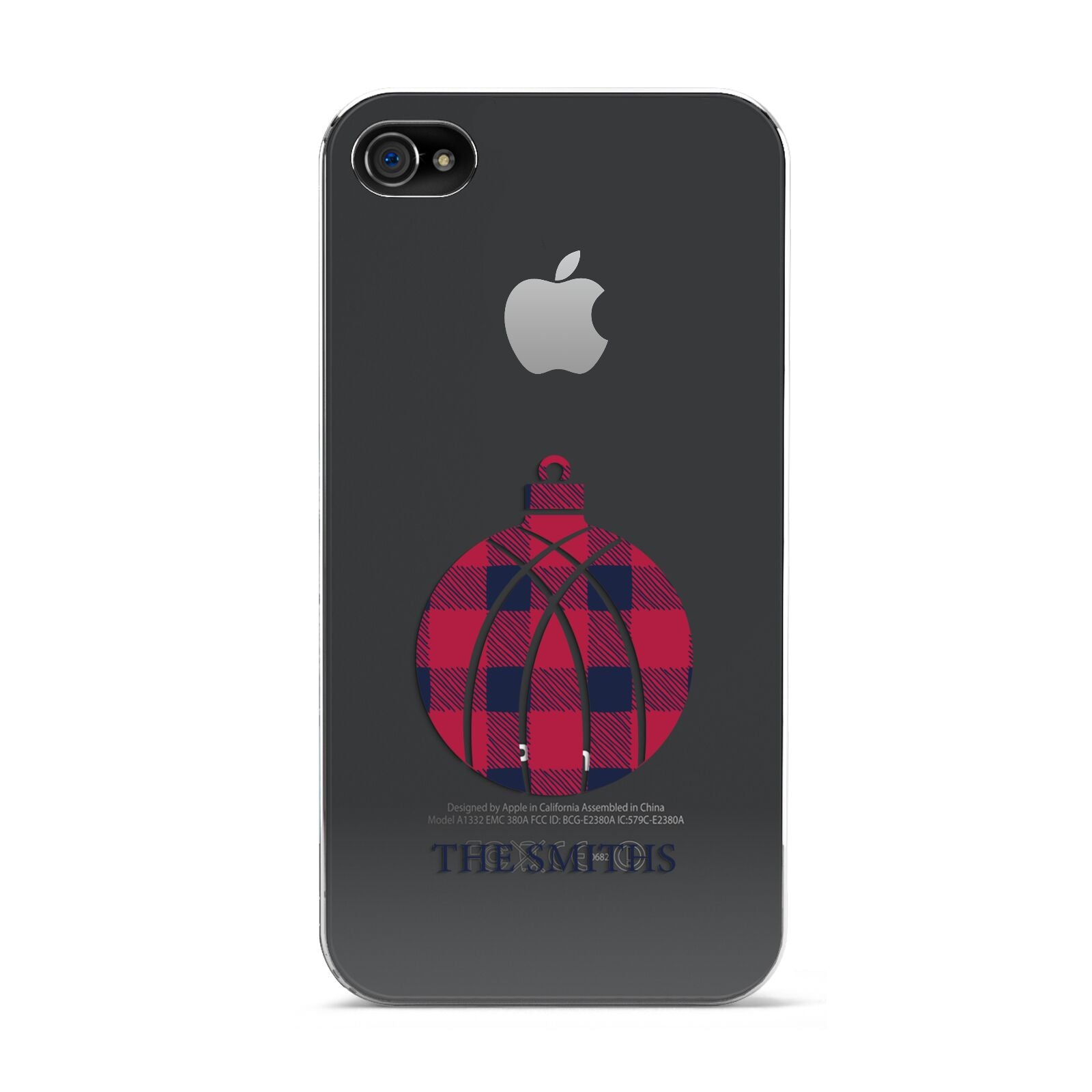 Tartan Christmas Bauble Personalised Apple iPhone 4s Case