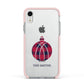 Tartan Christmas Bauble Personalised Apple iPhone XR Impact Case Pink Edge on Silver Phone