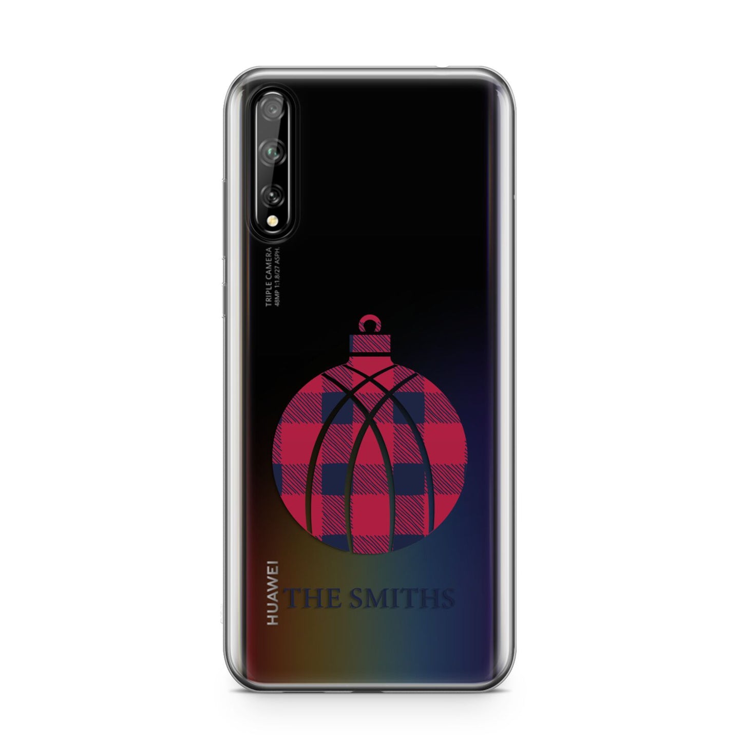 Tartan Christmas Bauble Personalised Huawei Enjoy 10s Phone Case