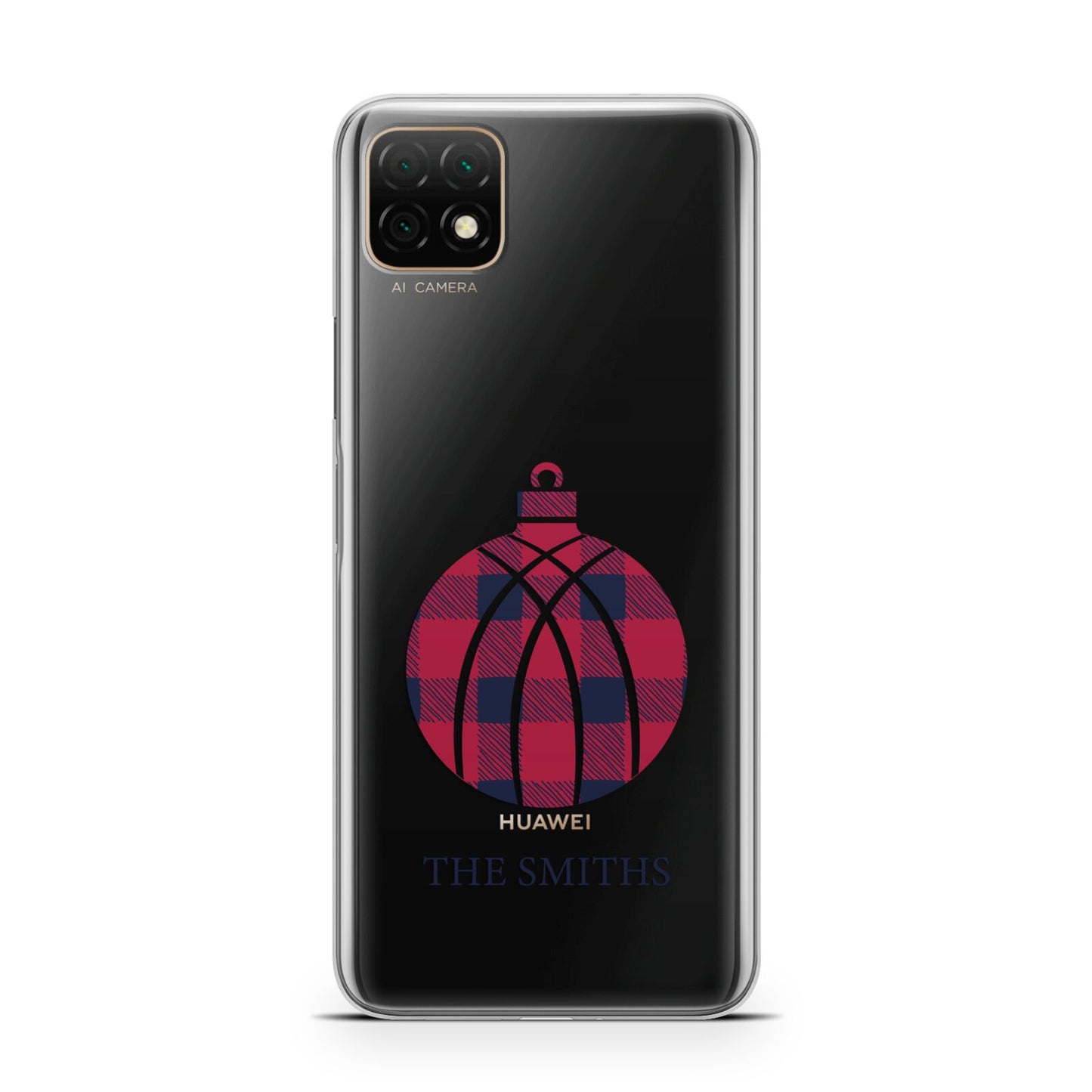 Tartan Christmas Bauble Personalised Huawei Enjoy 20 Phone Case