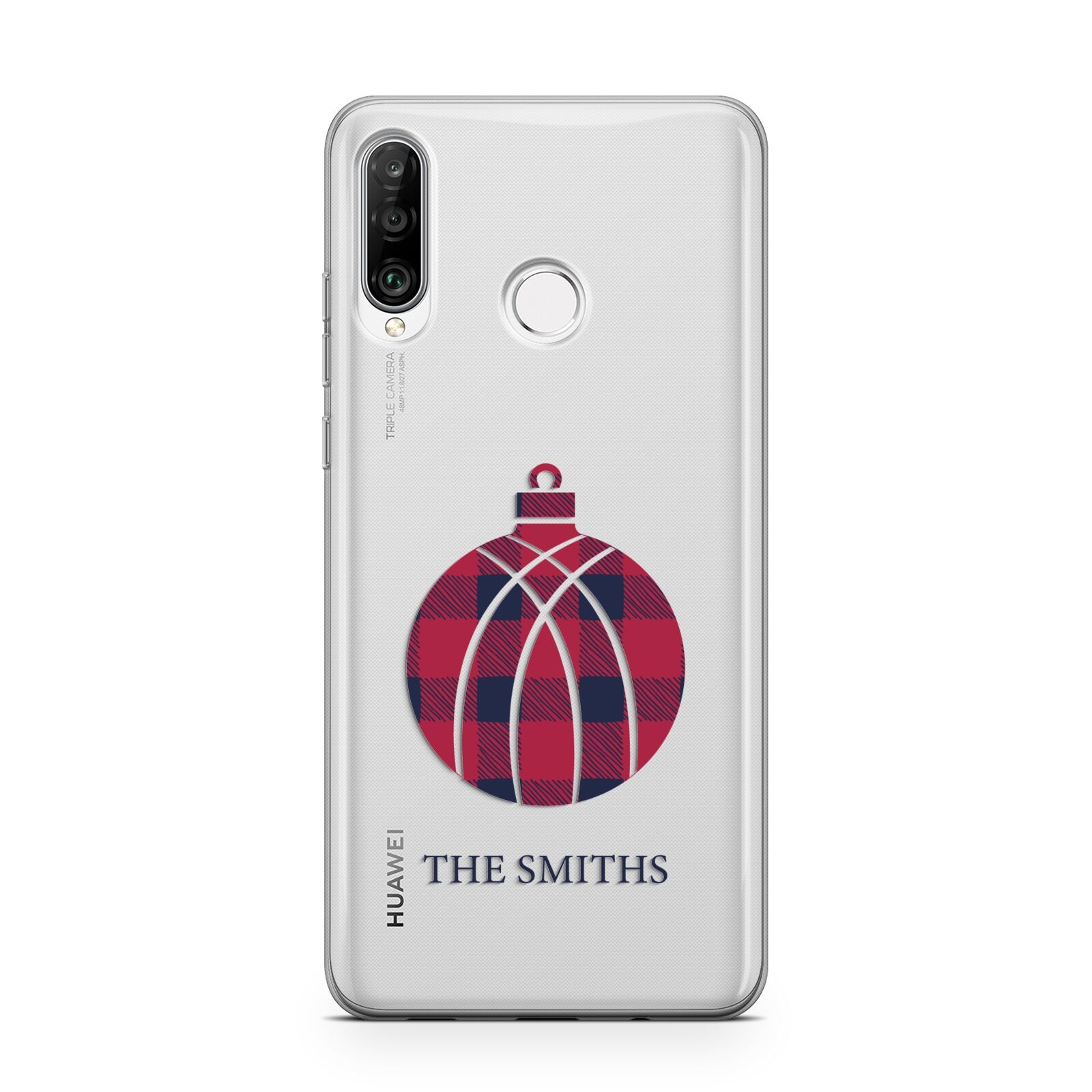 Tartan Christmas Bauble Personalised Huawei P30 Lite Phone Case