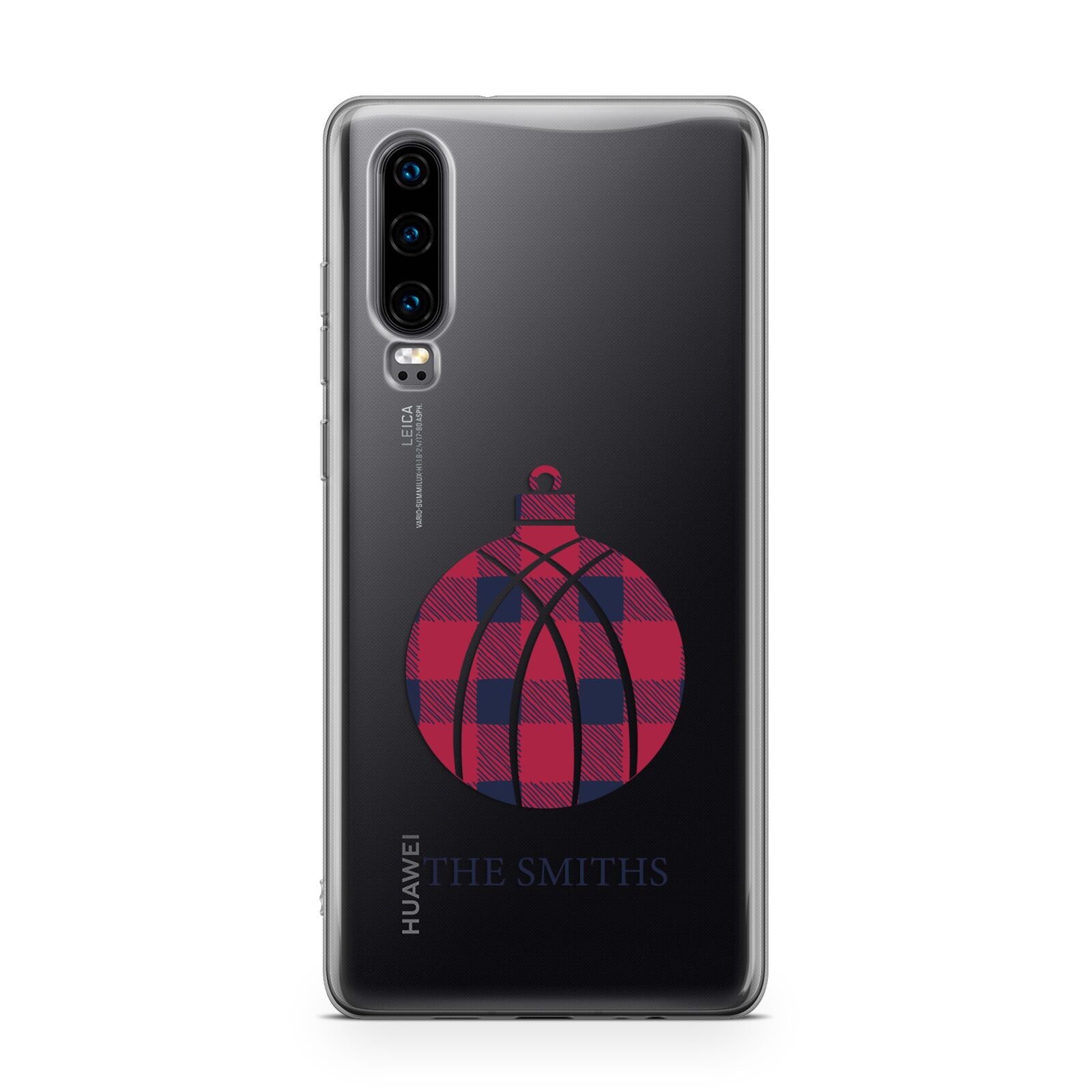 Tartan Christmas Bauble Personalised Huawei P30 Phone Case