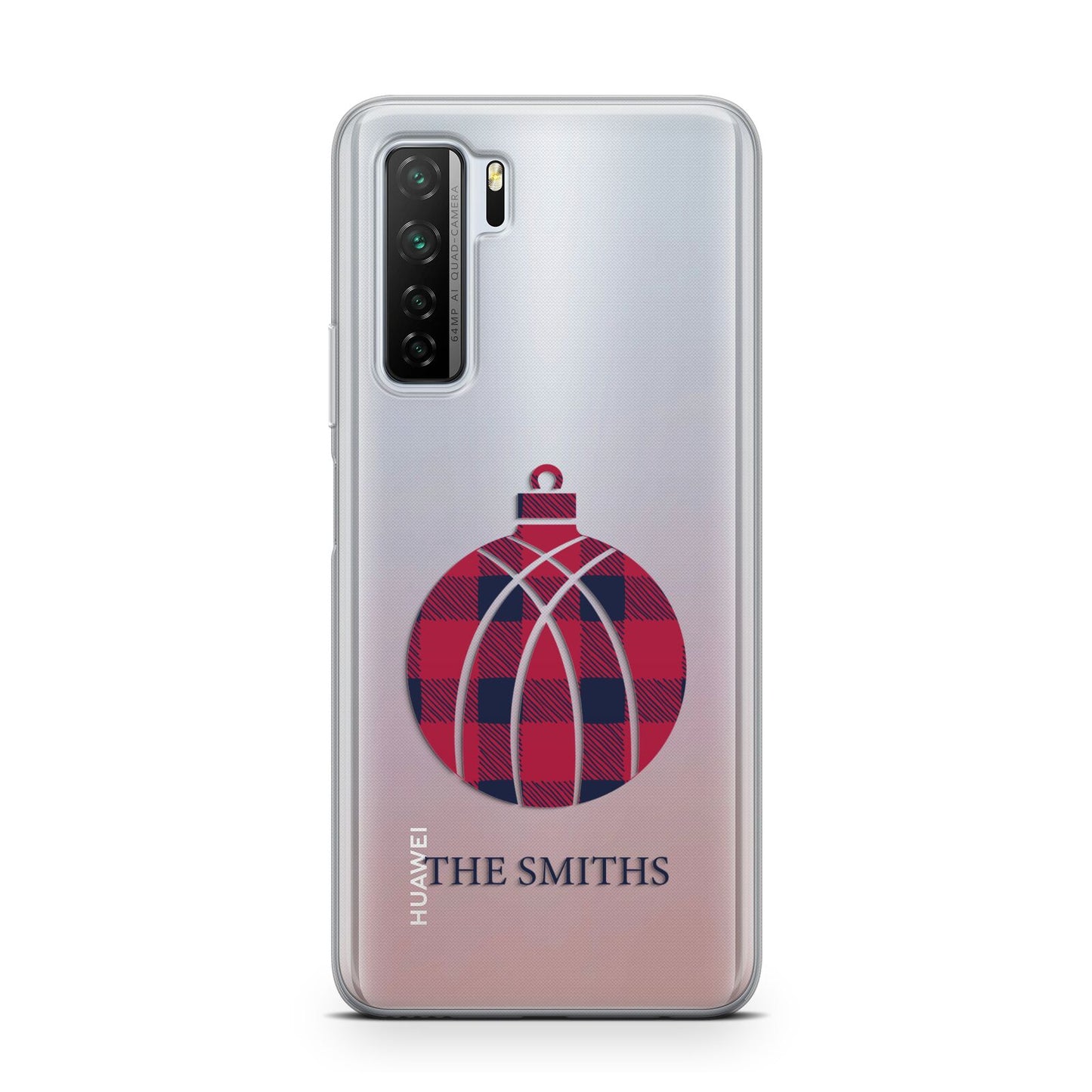 Tartan Christmas Bauble Personalised Huawei P40 Lite 5G Phone Case