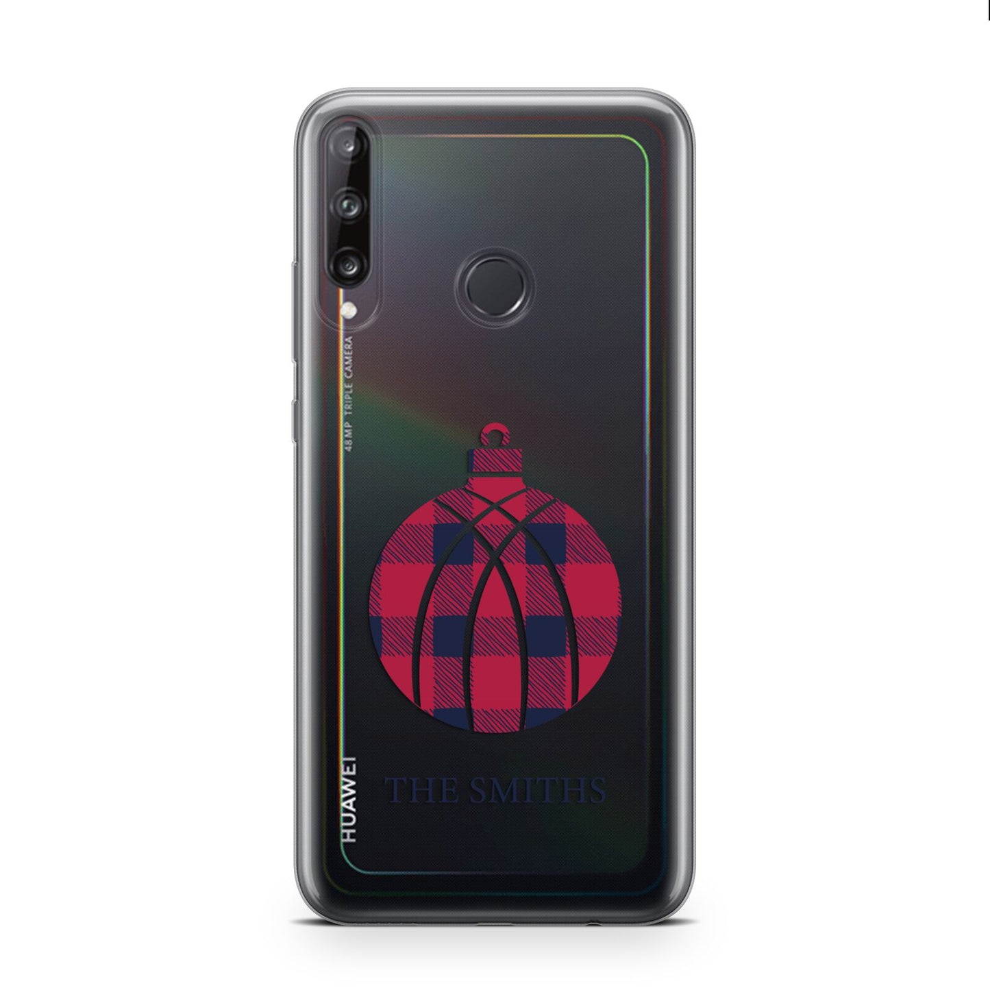 Tartan Christmas Bauble Personalised Huawei P40 Lite E Phone Case