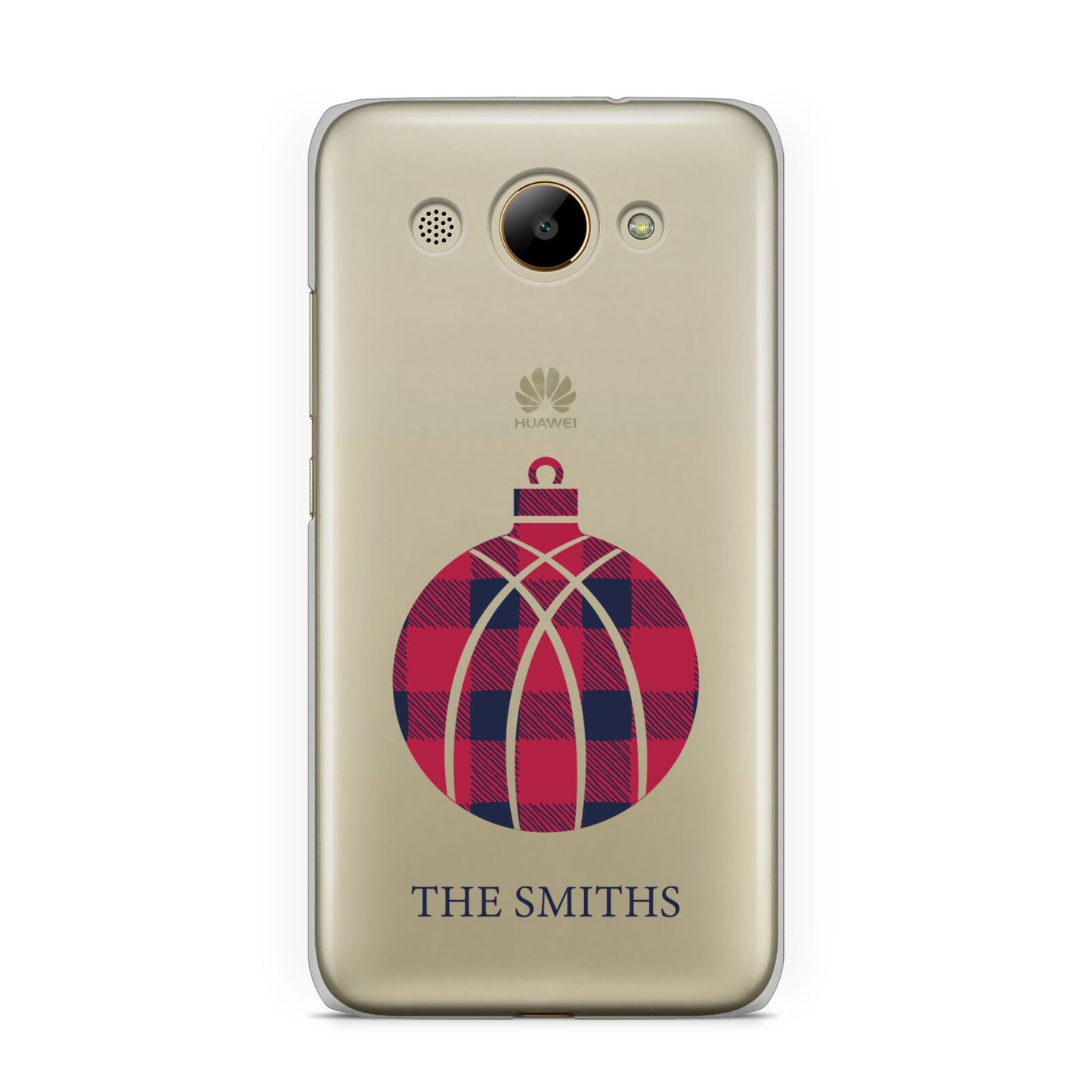 Tartan Christmas Bauble Personalised Huawei Y3 2017