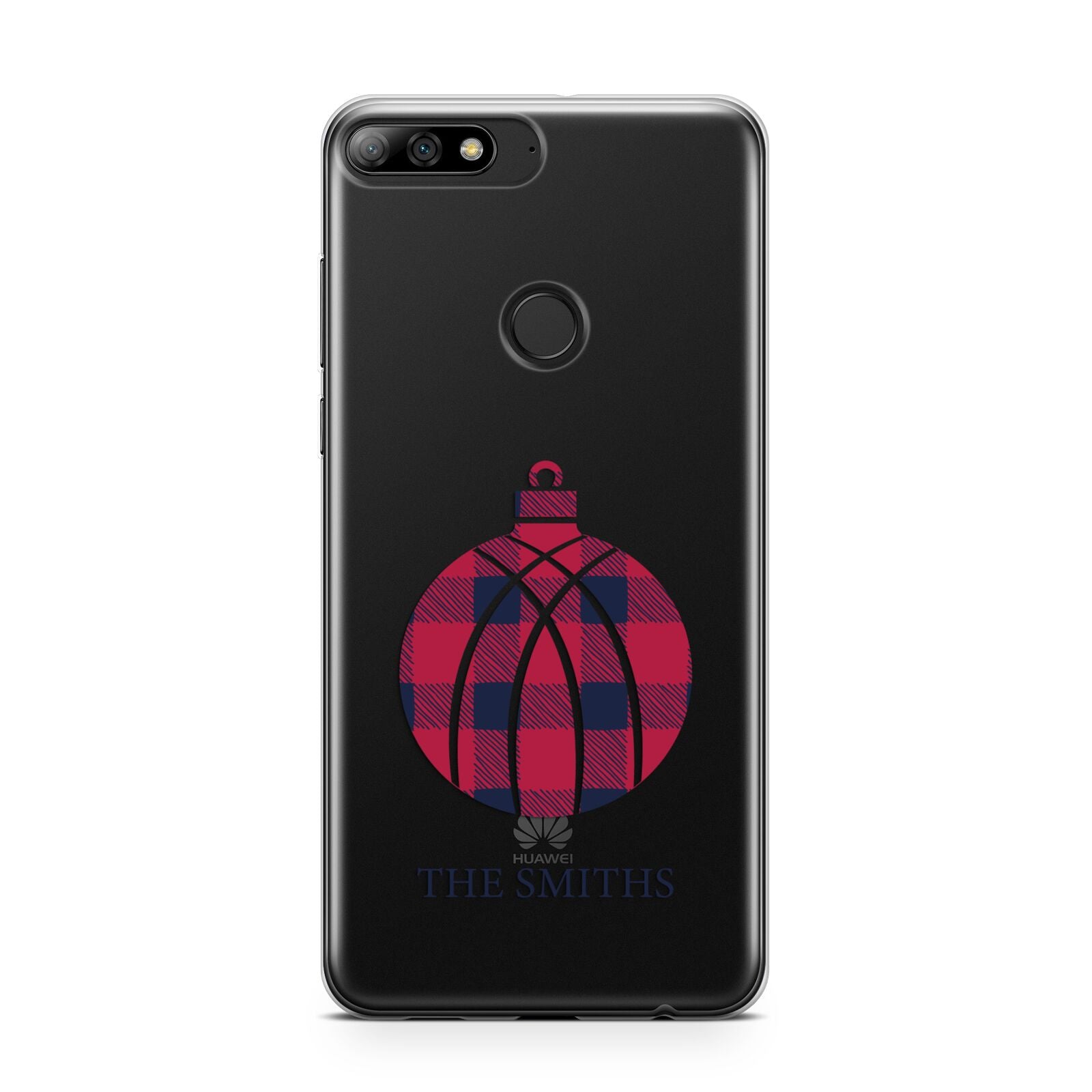 Tartan Christmas Bauble Personalised Huawei Y7 2018