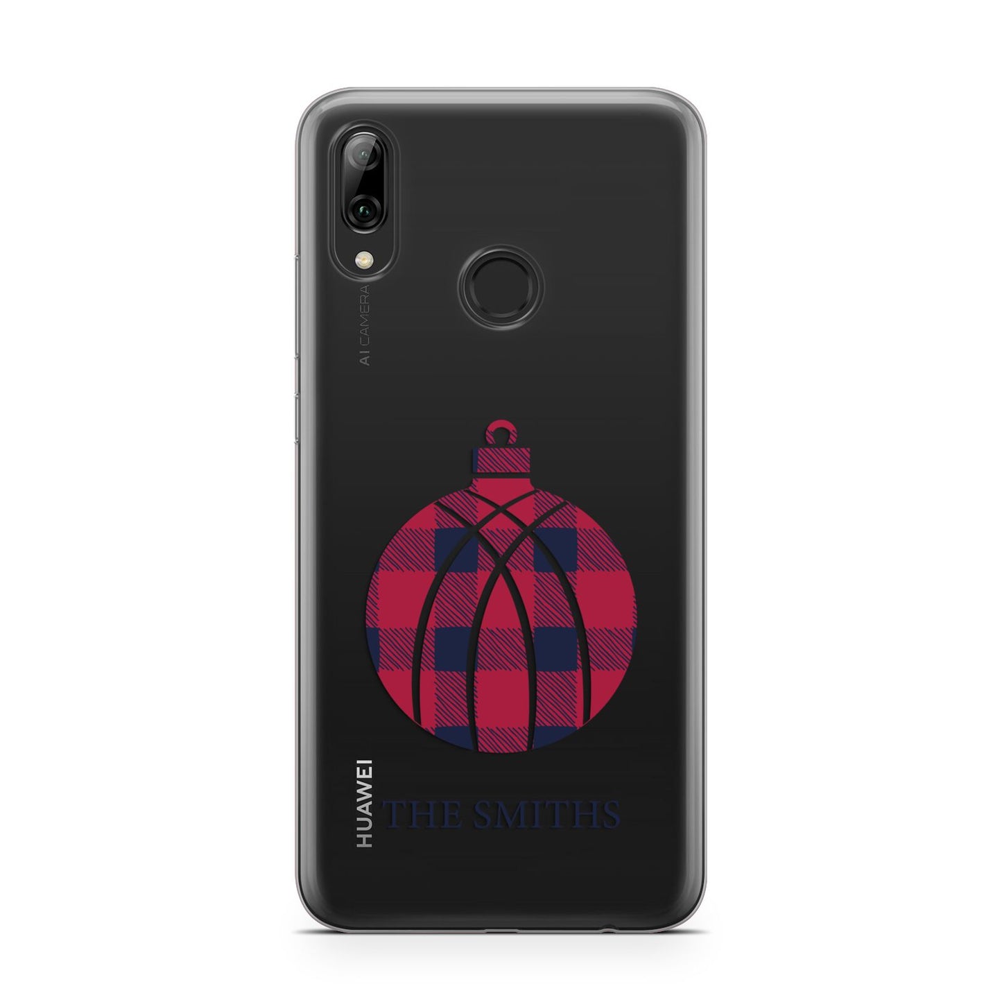 Tartan Christmas Bauble Personalised Huawei Y7 2019