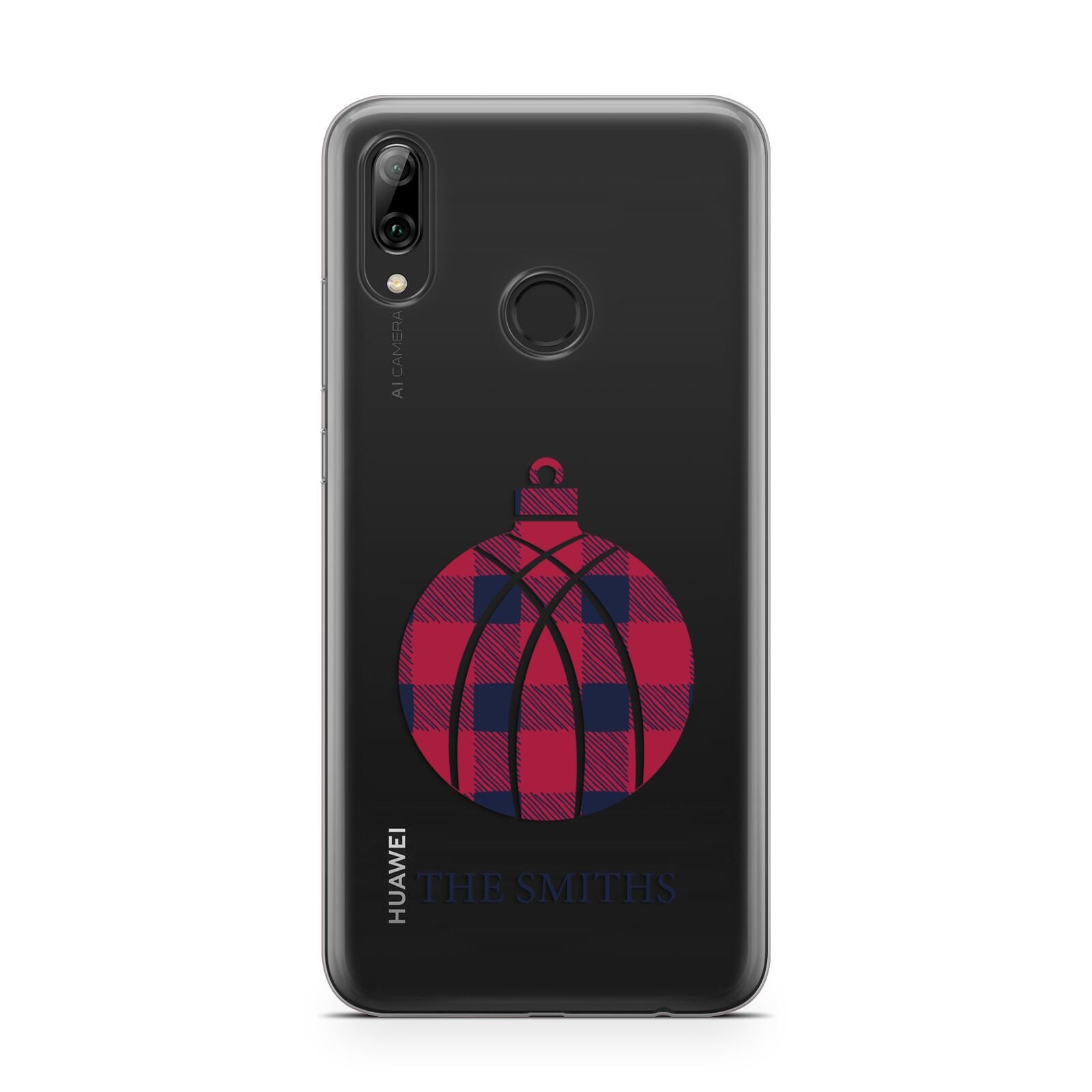 Tartan Christmas Bauble Personalised Huawei Y7 2019