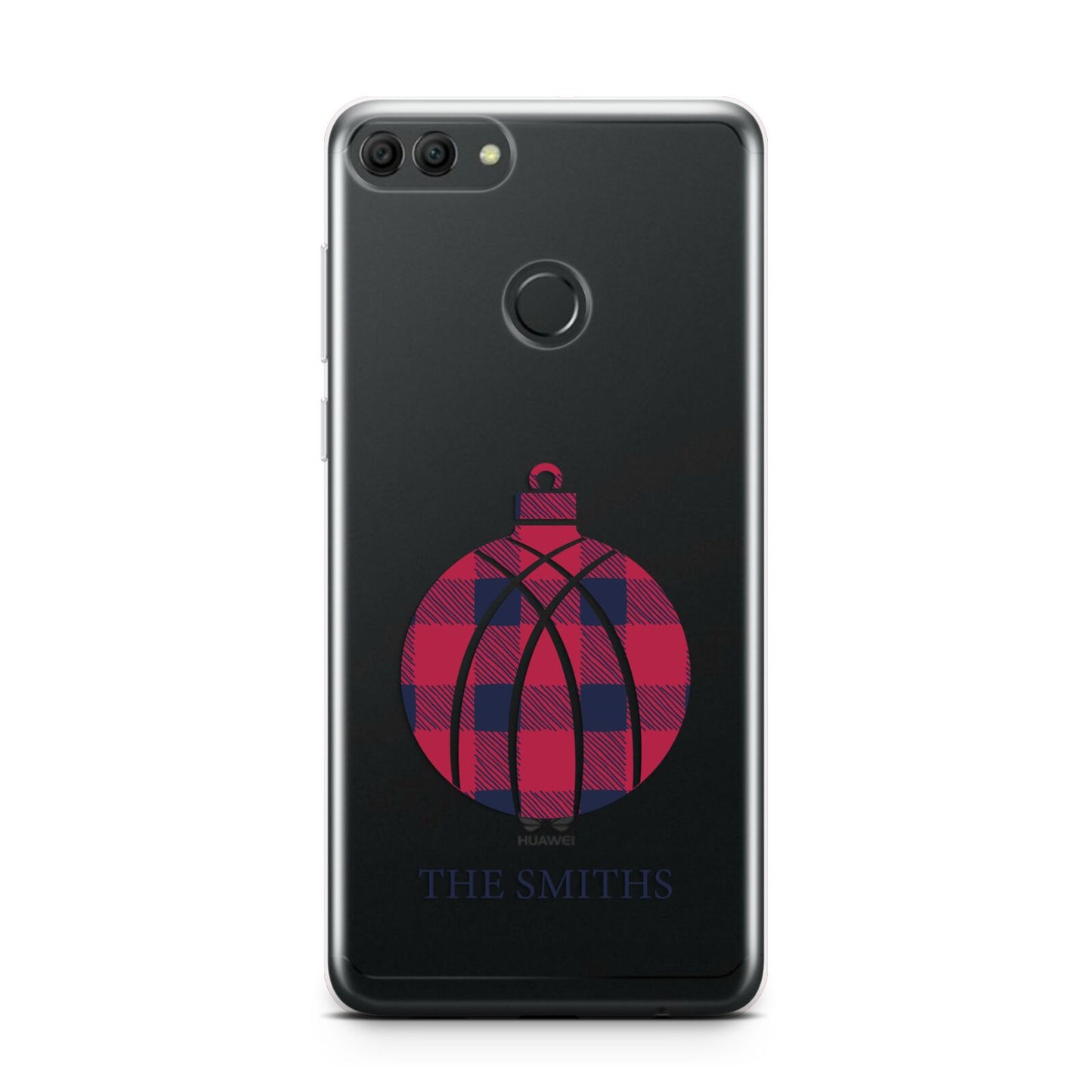 Tartan Christmas Bauble Personalised Huawei Y9 2018