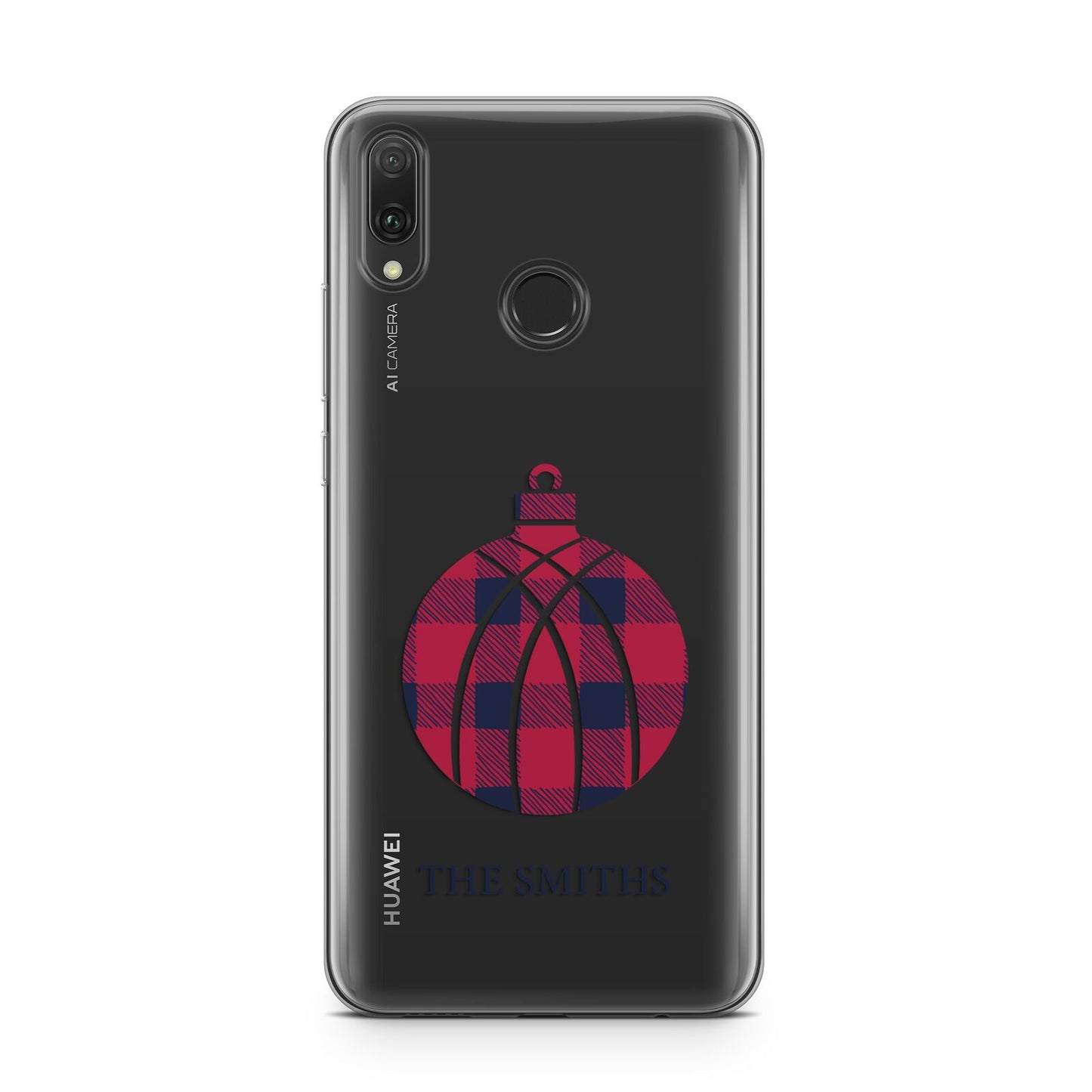 Tartan Christmas Bauble Personalised Huawei Y9 2019