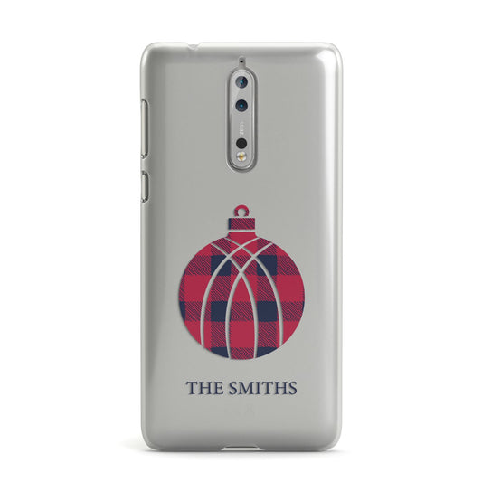 Tartan Christmas Bauble Personalised Nokia Case