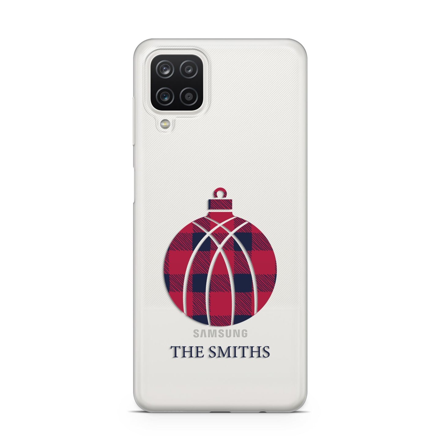 Tartan Christmas Bauble Personalised Samsung A12 Case