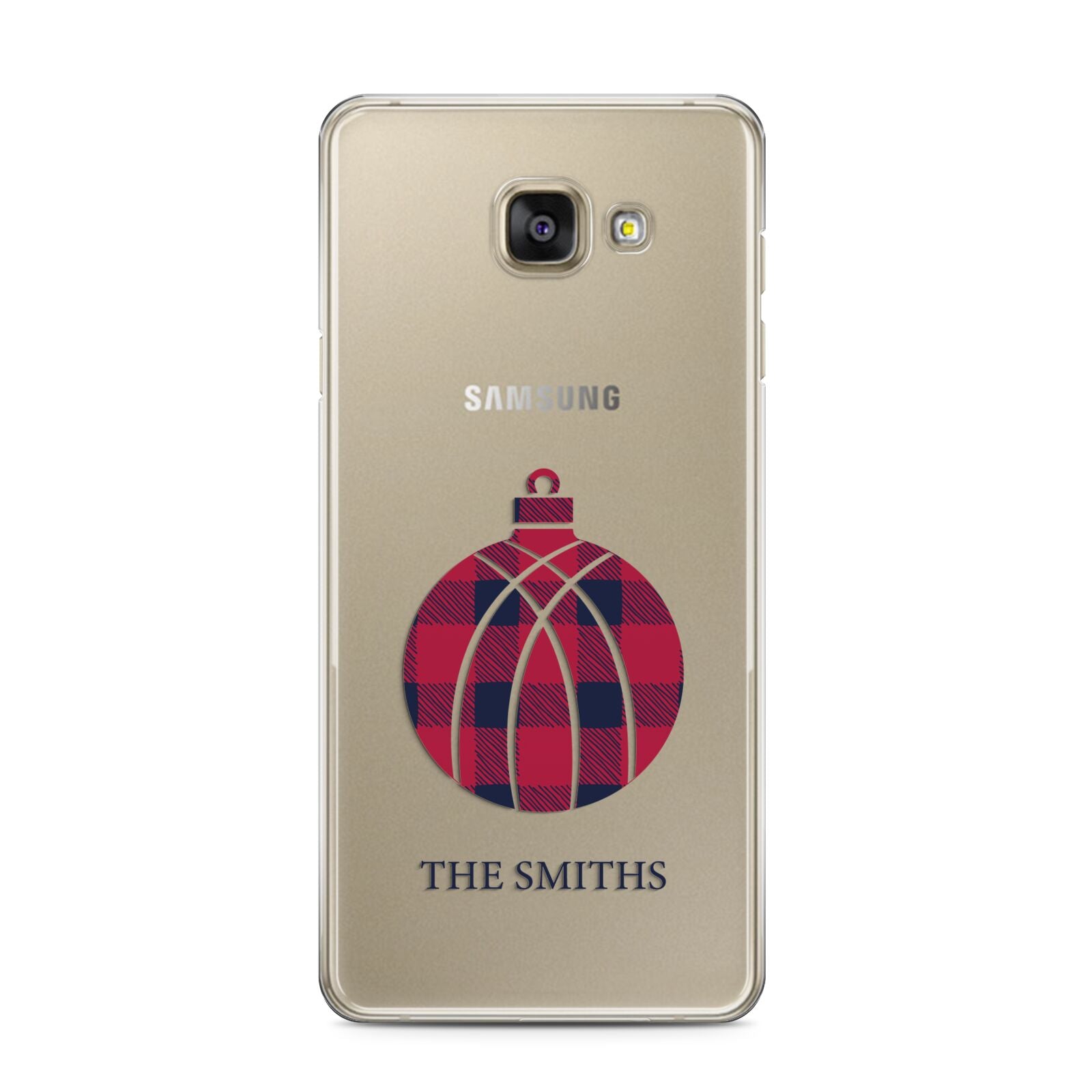 Tartan Christmas Bauble Personalised Samsung Galaxy A3 2016 Case on gold phone