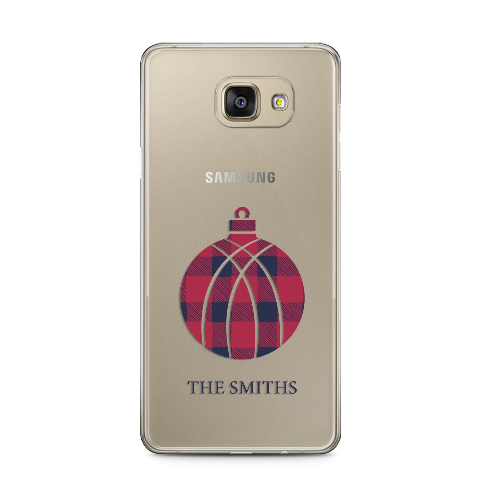 Tartan Christmas Bauble Personalised Samsung Galaxy A5 2016 Case on gold phone