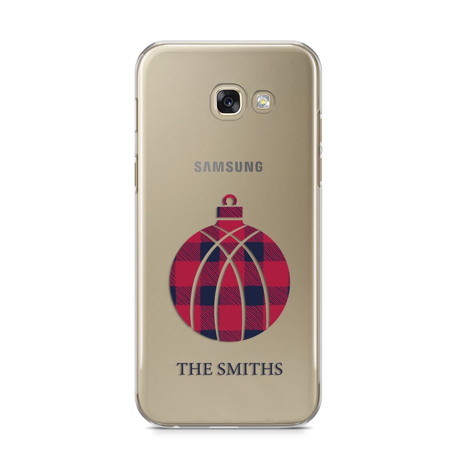 Tartan Christmas Bauble Personalised Samsung Galaxy A5 2017 Case on gold phone