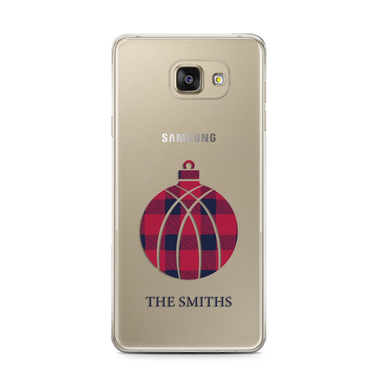 Tartan Christmas Bauble Personalised Samsung Galaxy A7 2016 Case on gold phone