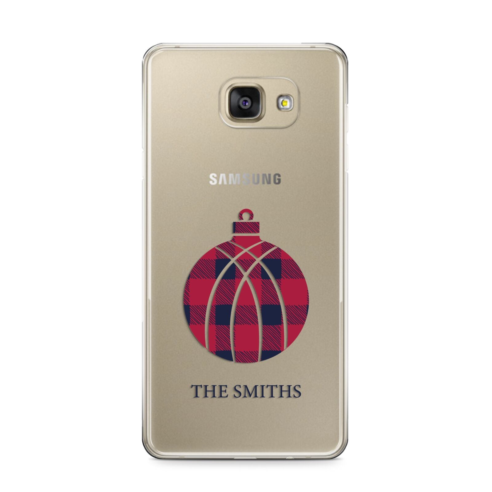 Tartan Christmas Bauble Personalised Samsung Galaxy A9 2016 Case on gold phone