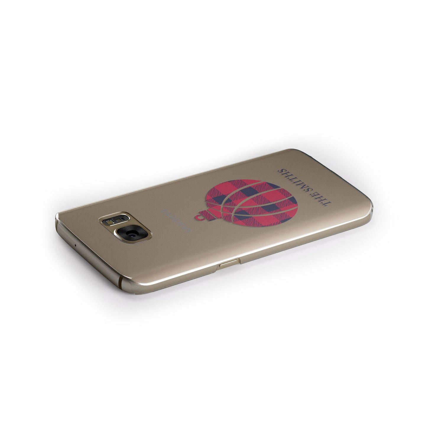 Tartan Christmas Bauble Personalised Samsung Galaxy Case Side Close Up