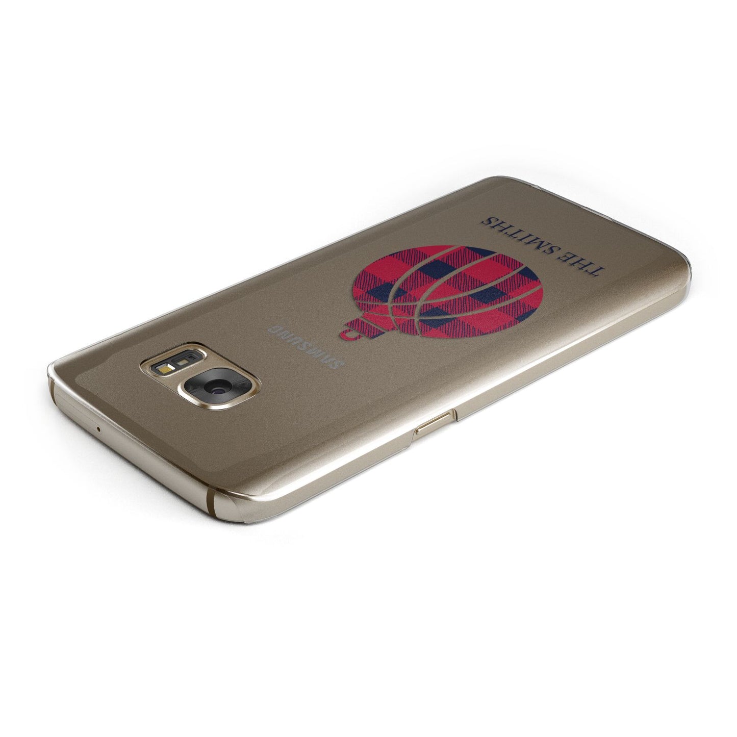 Tartan Christmas Bauble Personalised Samsung Galaxy Case Top Cutout