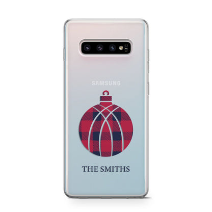 Tartan Christmas Bauble Personalised Samsung Galaxy S10 Case