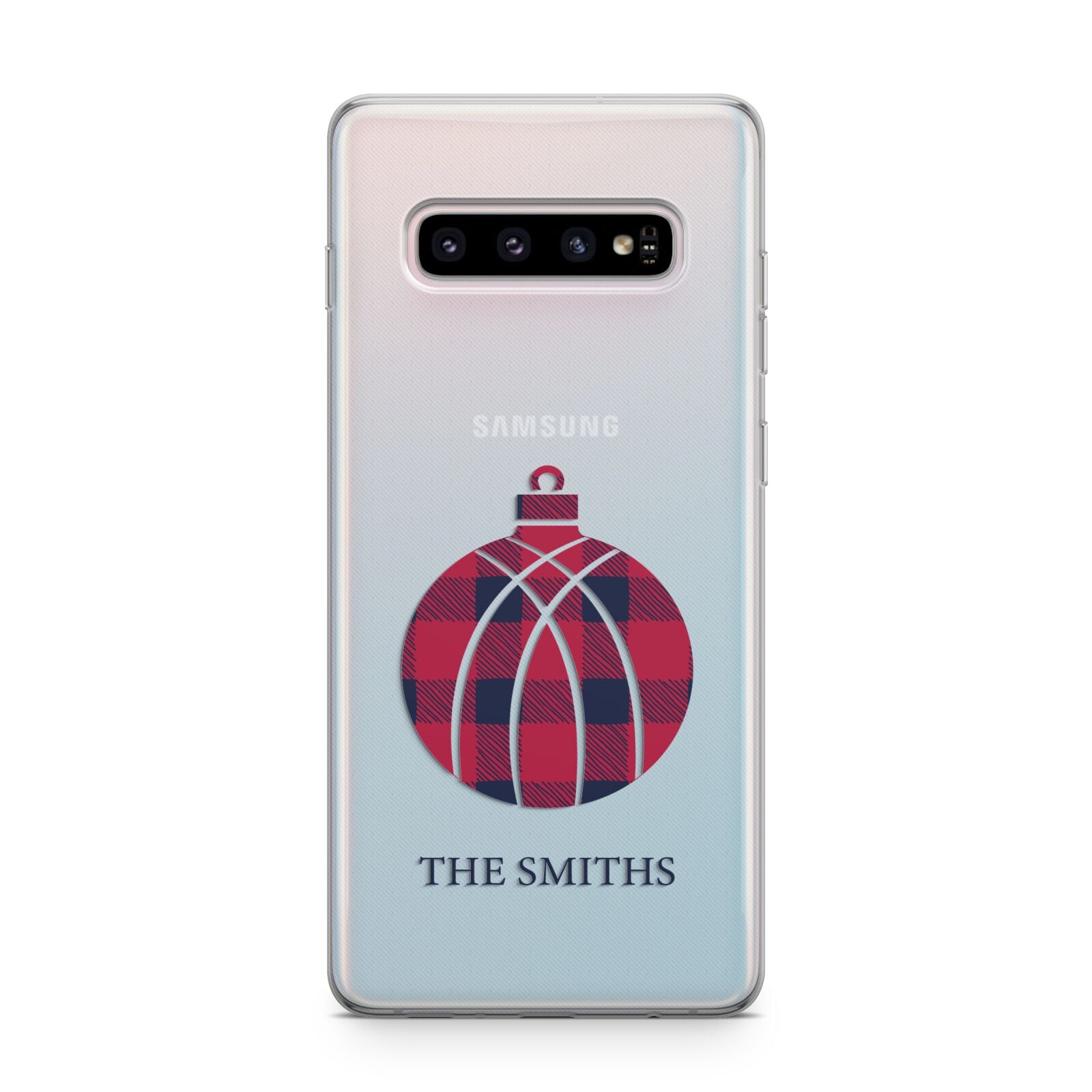 Tartan Christmas Bauble Personalised Samsung Galaxy S10 Plus Case