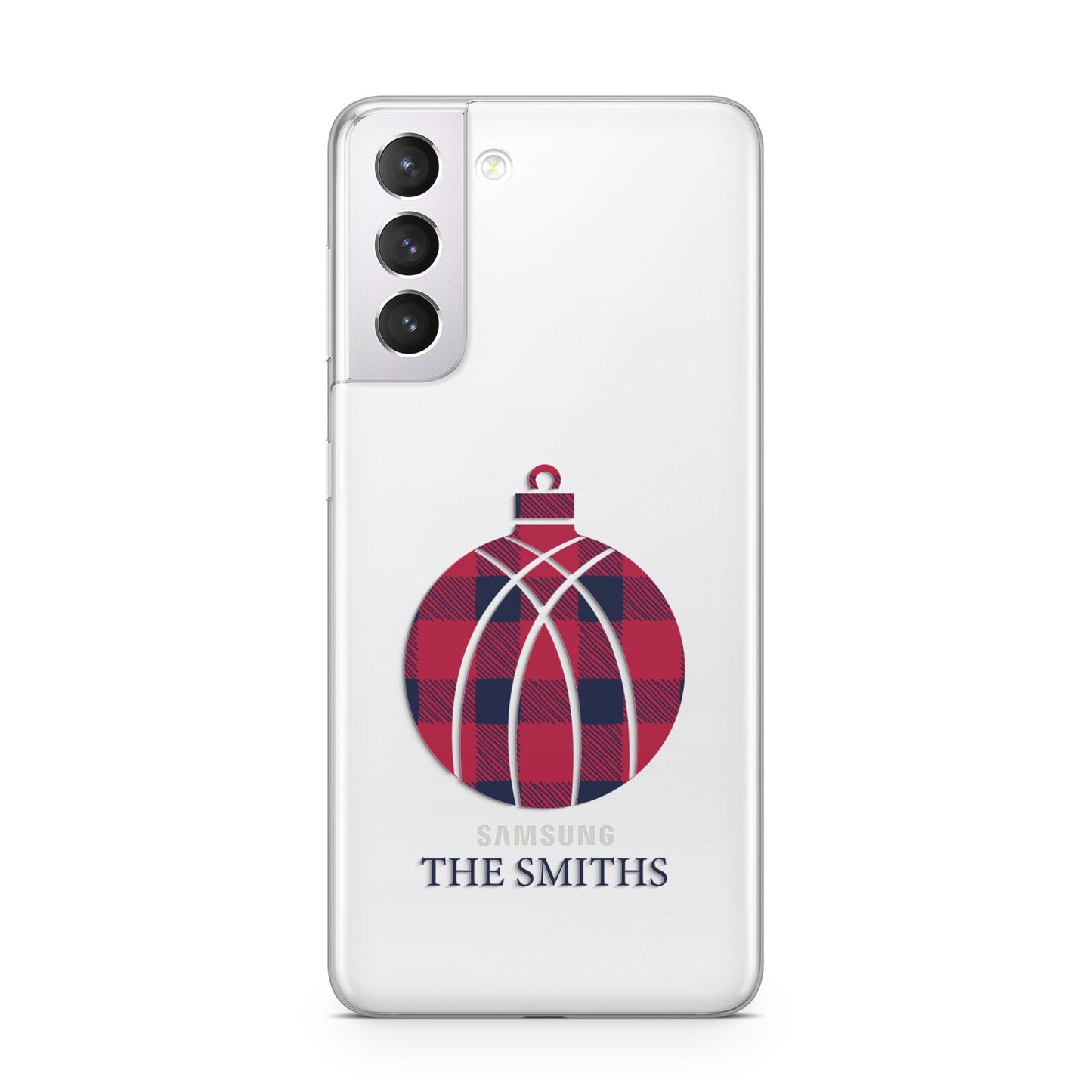 Tartan Christmas Bauble Personalised Samsung S21 Case