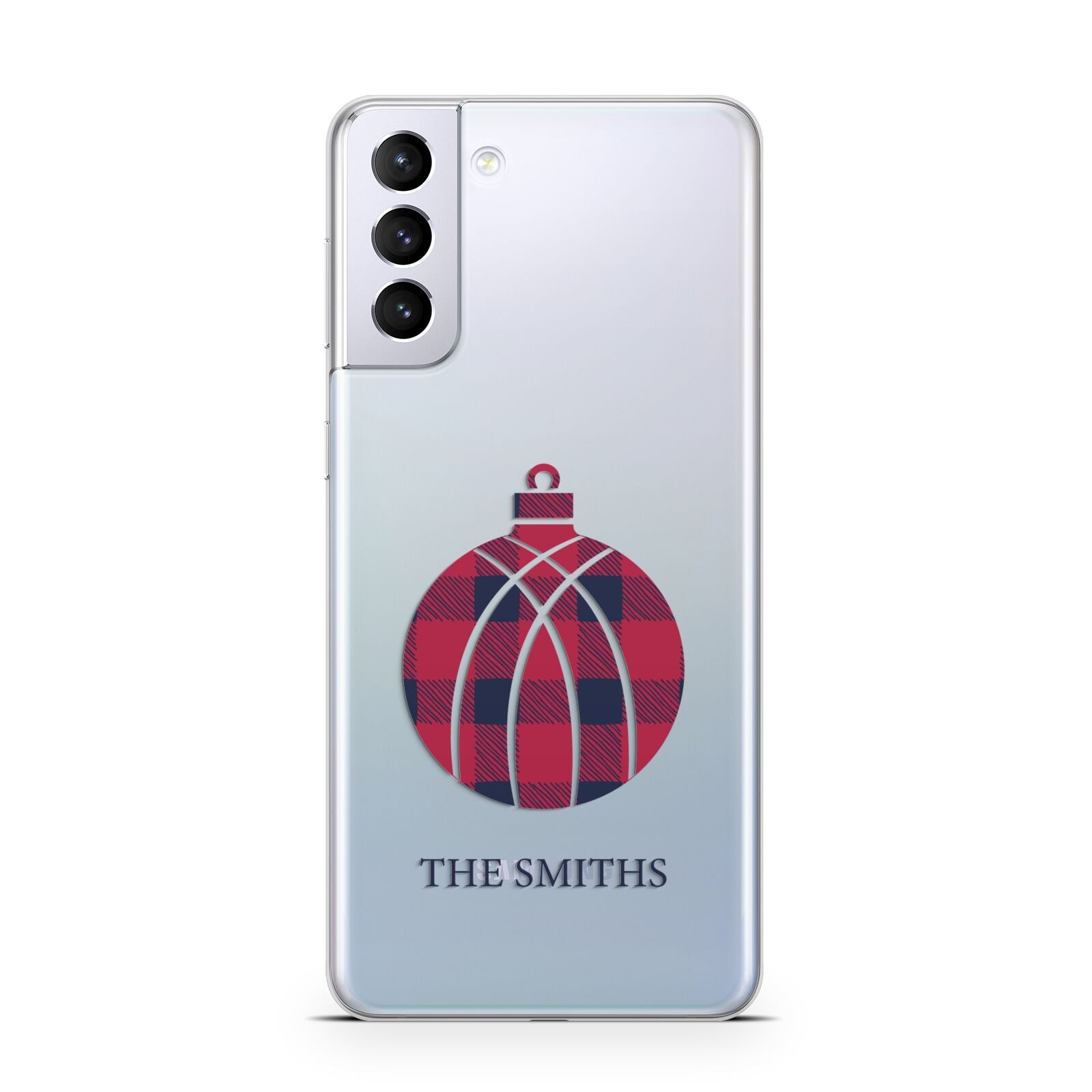 Tartan Christmas Bauble Personalised Samsung S21 Plus Case