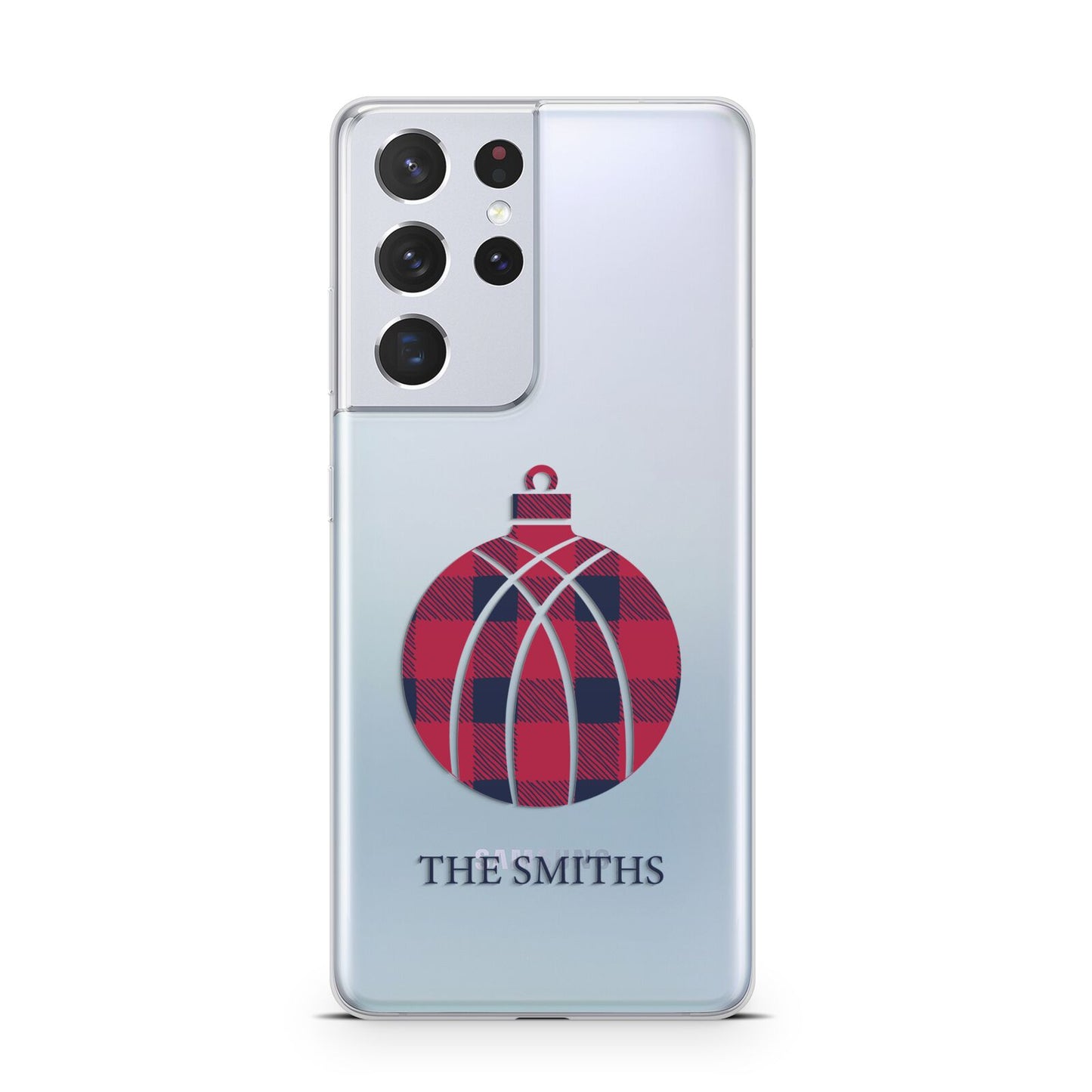 Tartan Christmas Bauble Personalised Samsung S21 Ultra Case