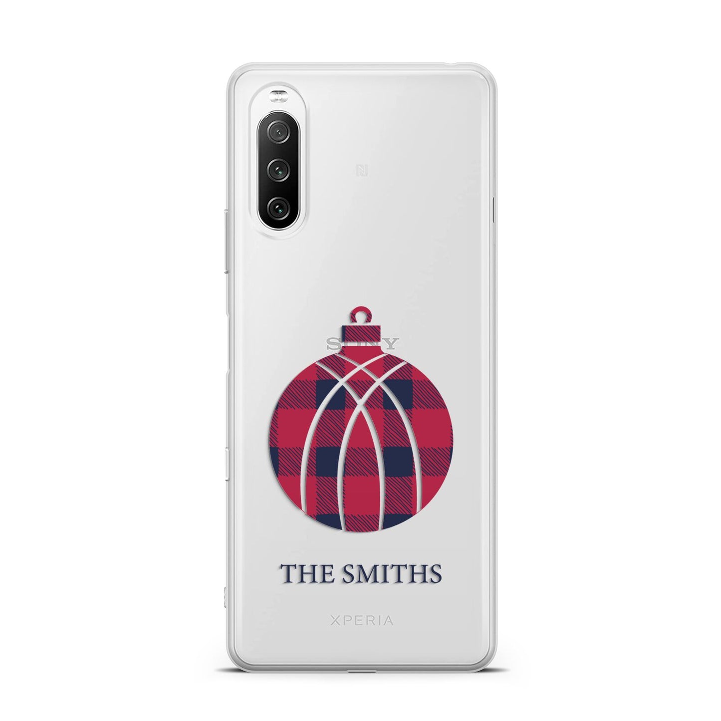 Tartan Christmas Bauble Personalised Sony Xperia 10 III Case