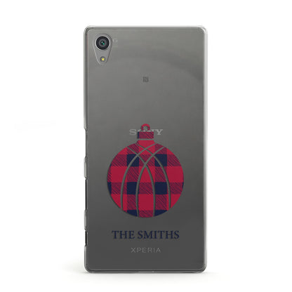 Tartan Christmas Bauble Personalised Sony Xperia Case