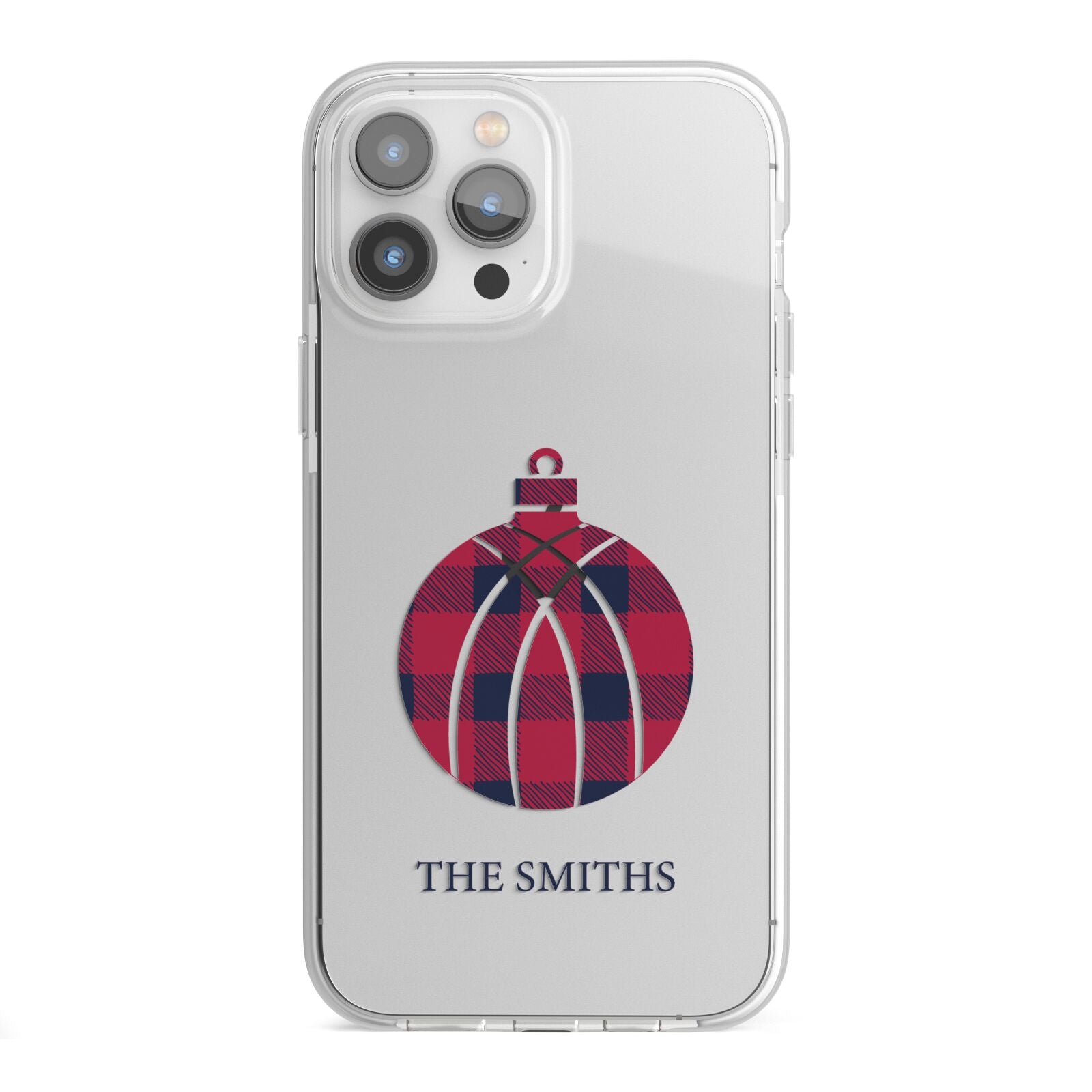 Tartan Christmas Bauble Personalised iPhone 13 Pro Max TPU Impact Case with White Edges