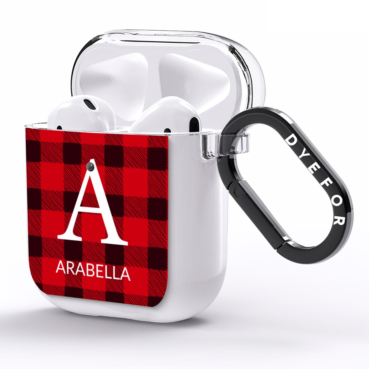 Tartan Christmas Personalised AirPods Clear Case Side Image