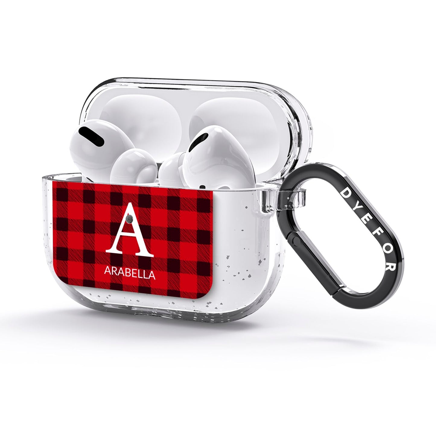 Tartan Christmas Personalised AirPods Glitter Case 3rd Gen Side Image