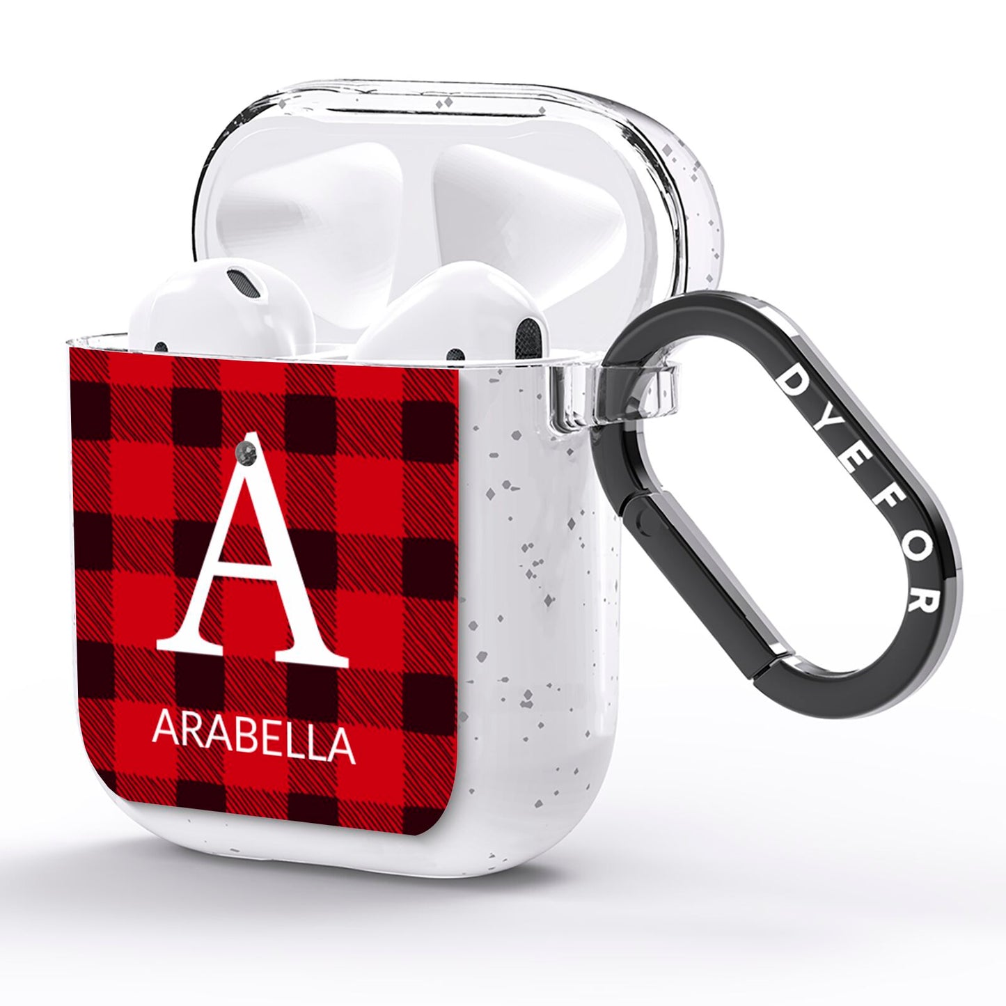 Tartan Christmas Personalised AirPods Glitter Case Side Image