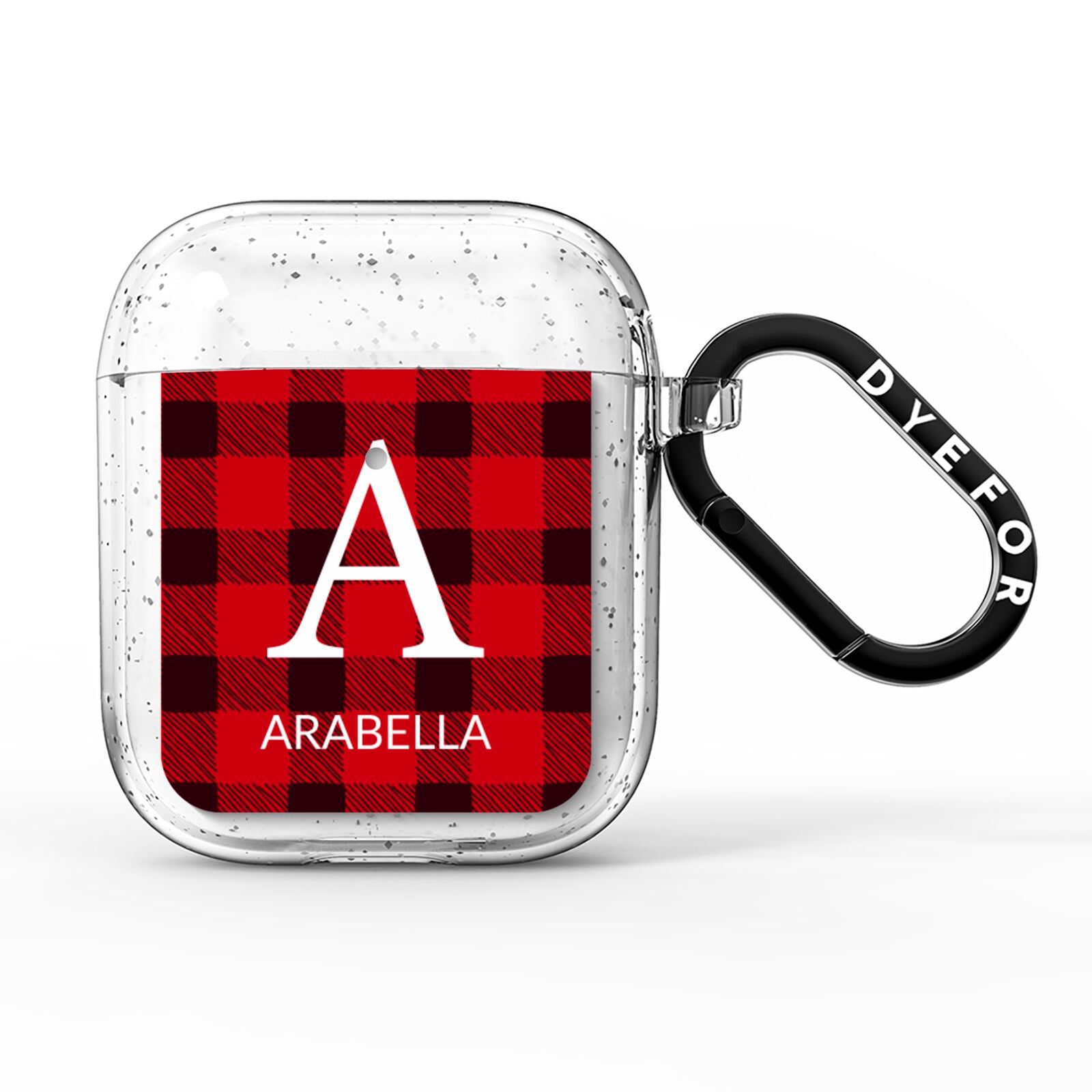 Tartan Christmas Personalised AirPods Glitter Case